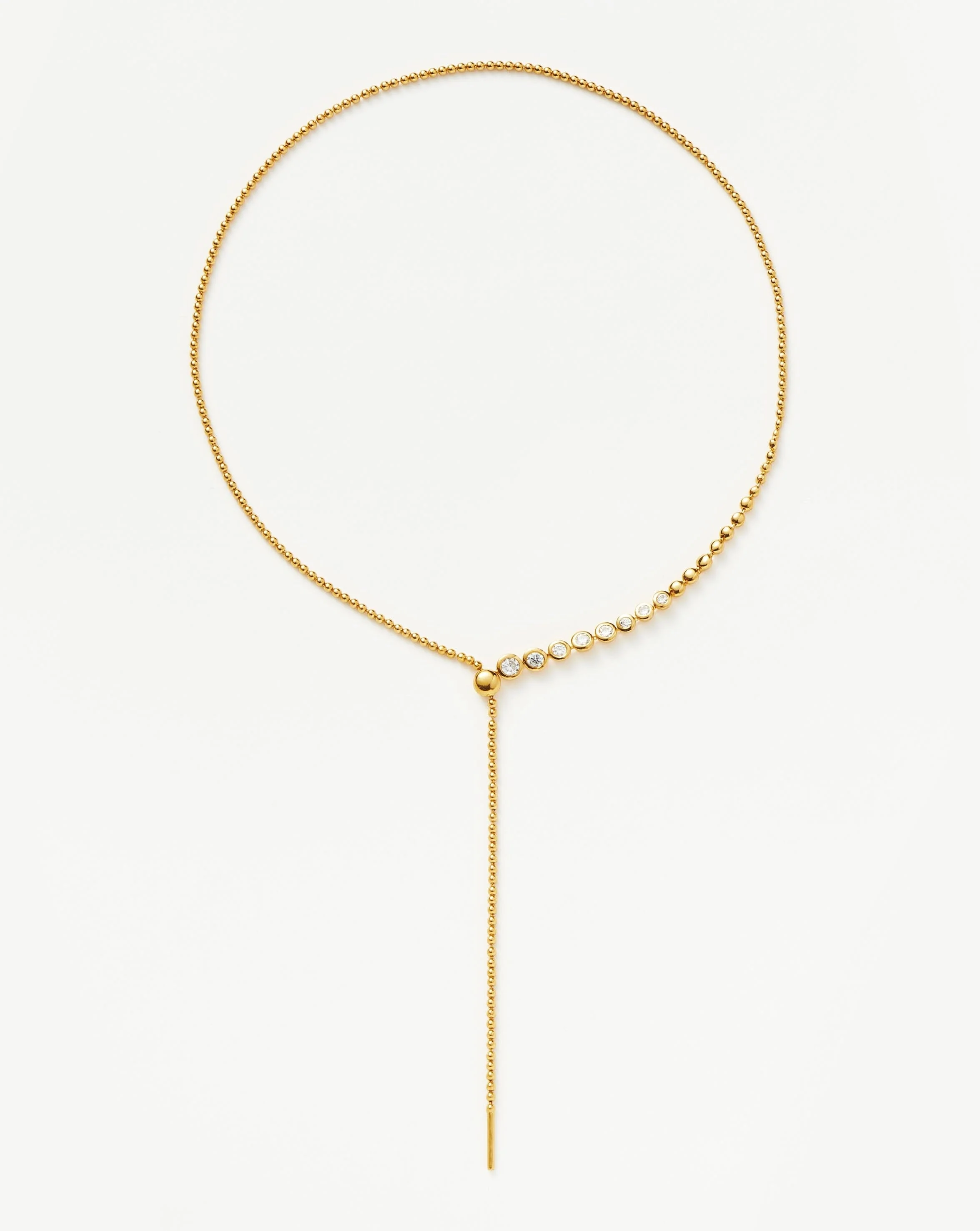 Beaded Stone Slider Lariat Necklace | 18k Gold Vermeil/Cubic Zirconia - Image 4