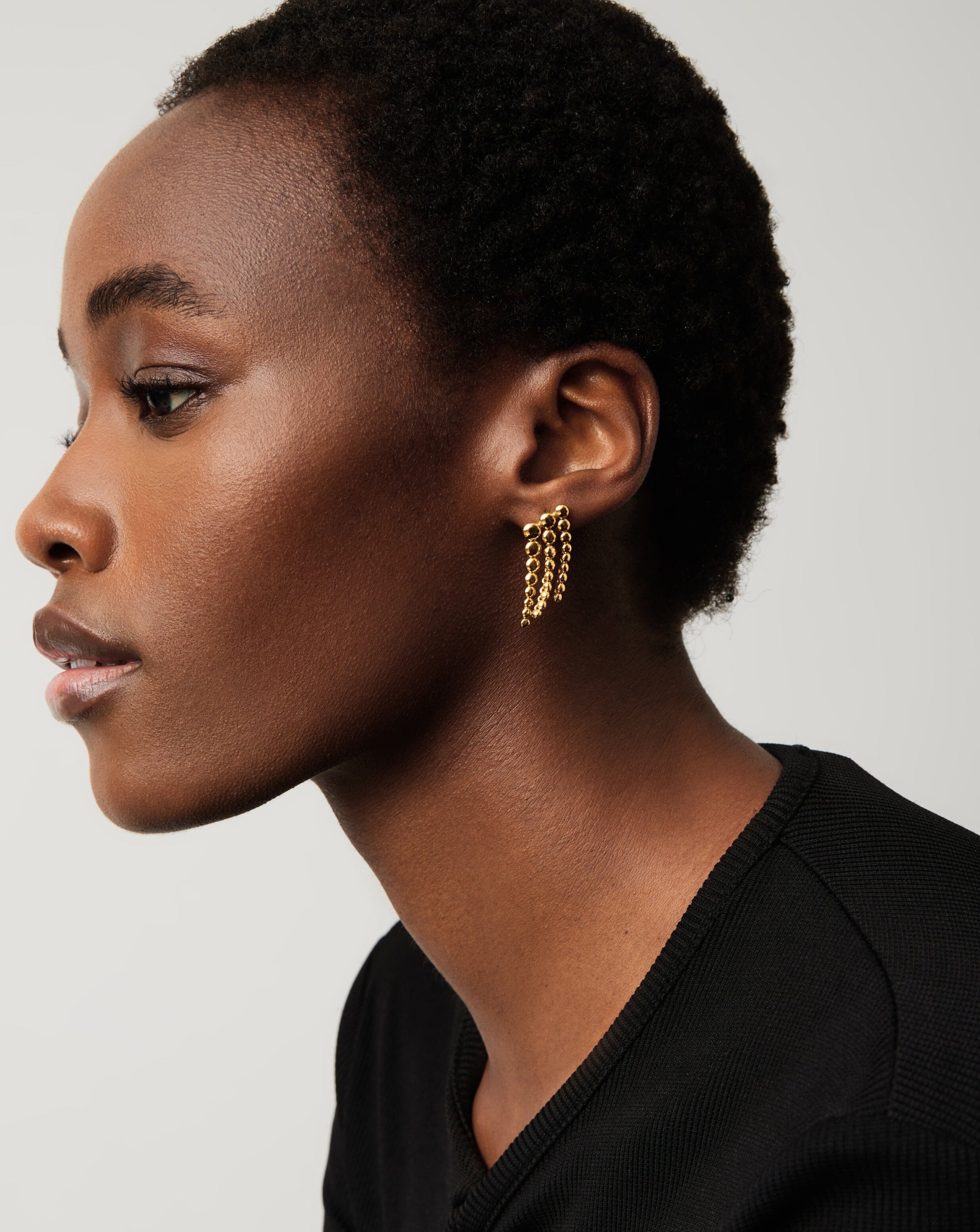 Beaded Waterfall Drop Earrings | 18k Gold Vermeil - Image 6