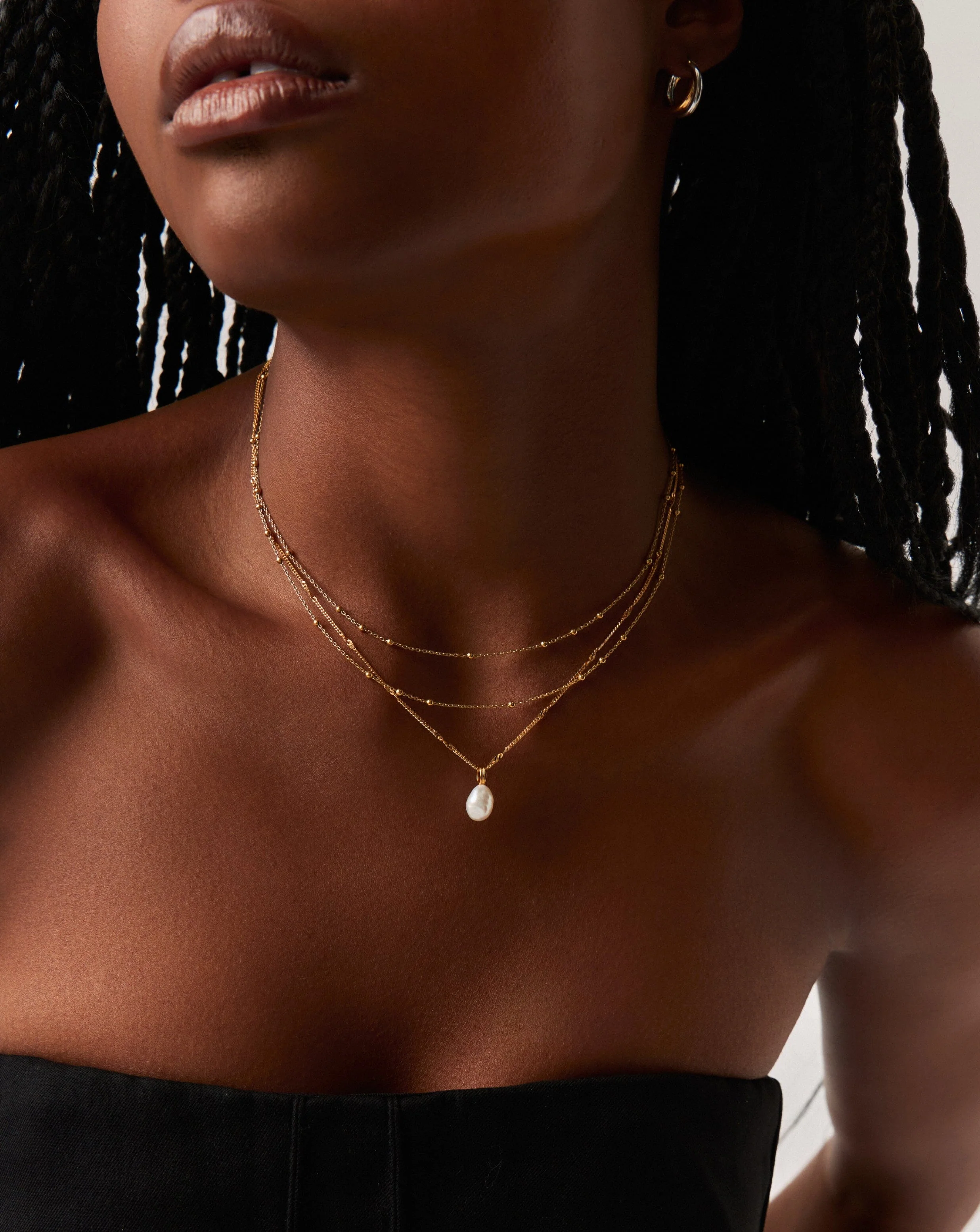 Baroque Pearl Twisted Chain Necklace | 18k Gold Plated Vermeil/Pearl - Image 2
