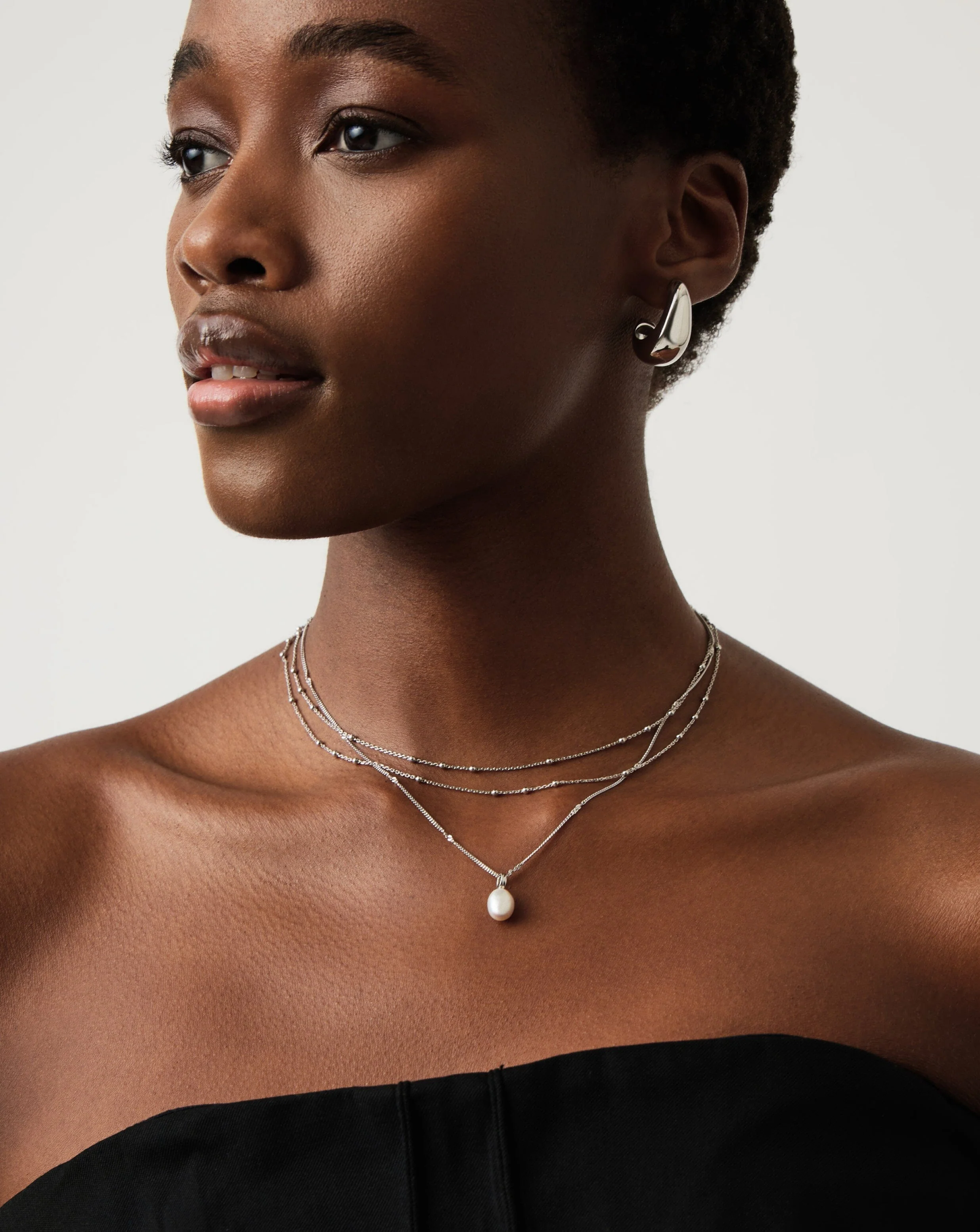 Baroque Pearl Twisted Chain Necklace | Sterling Silver/Freshwater Baroque Pearl - Image 3