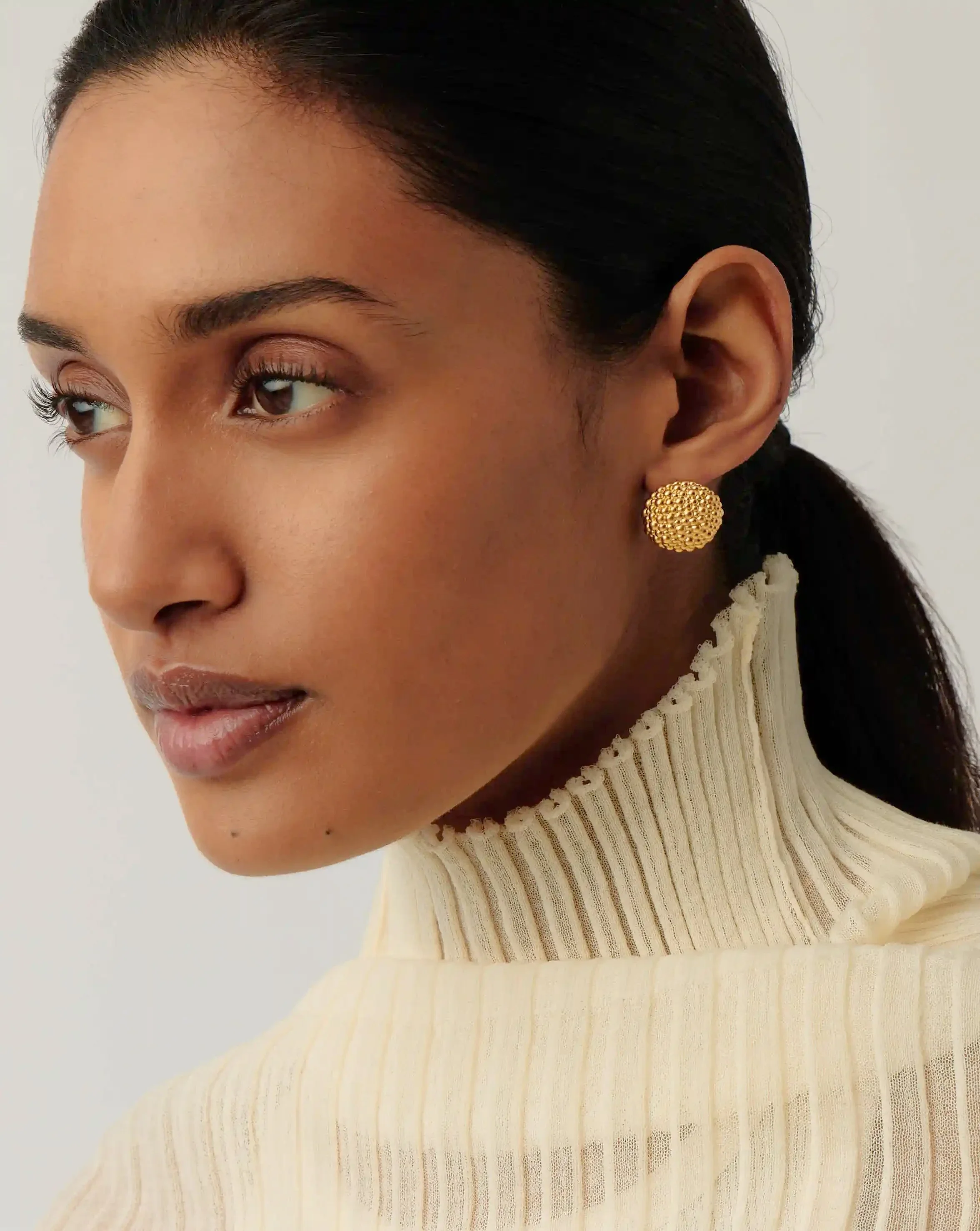 Baya Dome Stud Earrings | 18k Gold Plated - Image 2