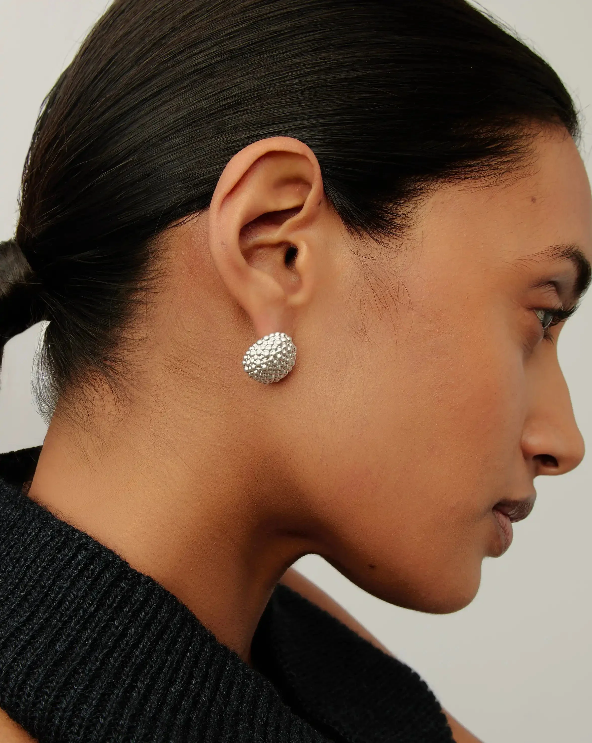 Baya Dome Stud Earrings | Silver Plated - Image 6
