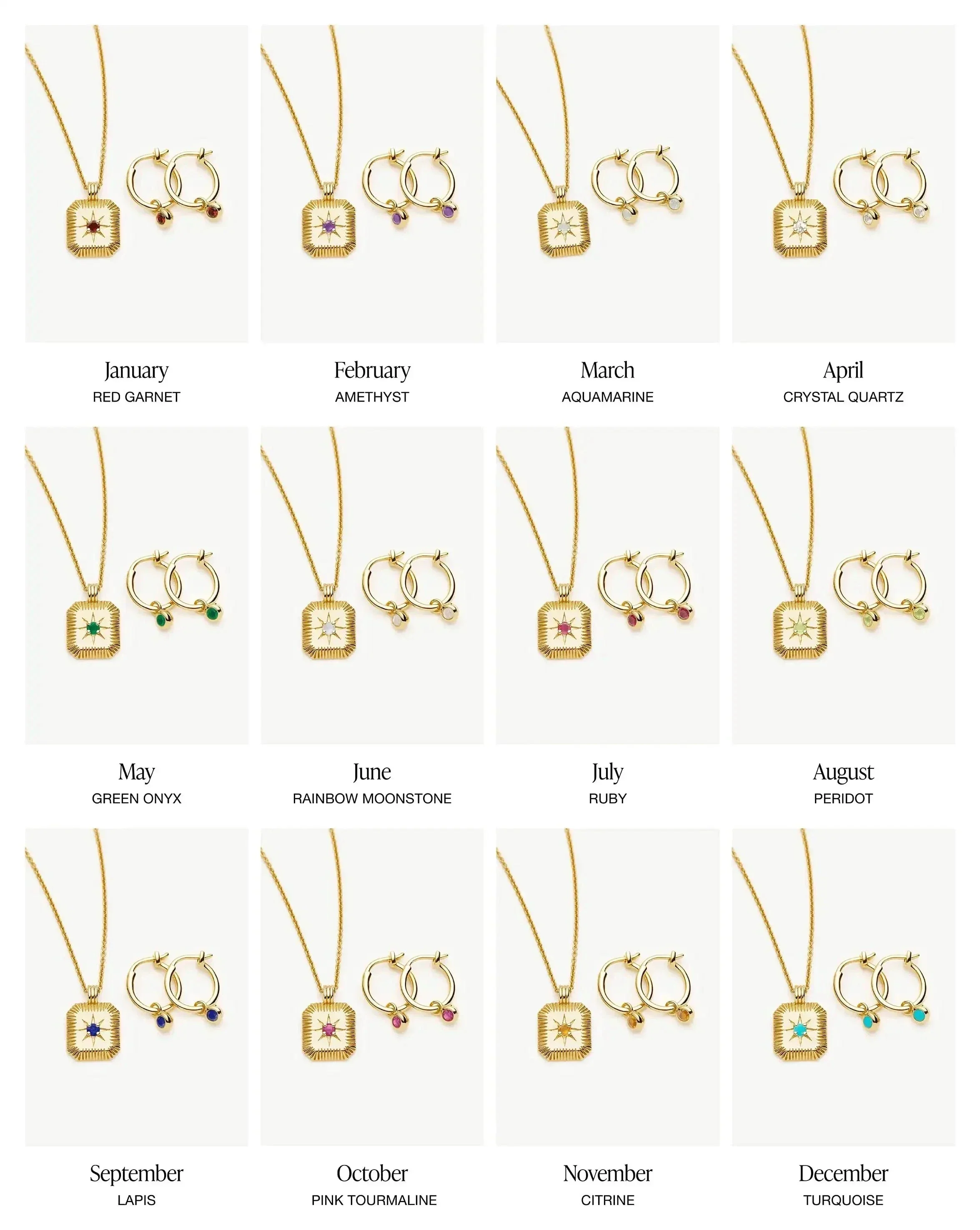 Birthstone Necklace & Charm Earrings Set | 18k Gold Vermeil - Image 4