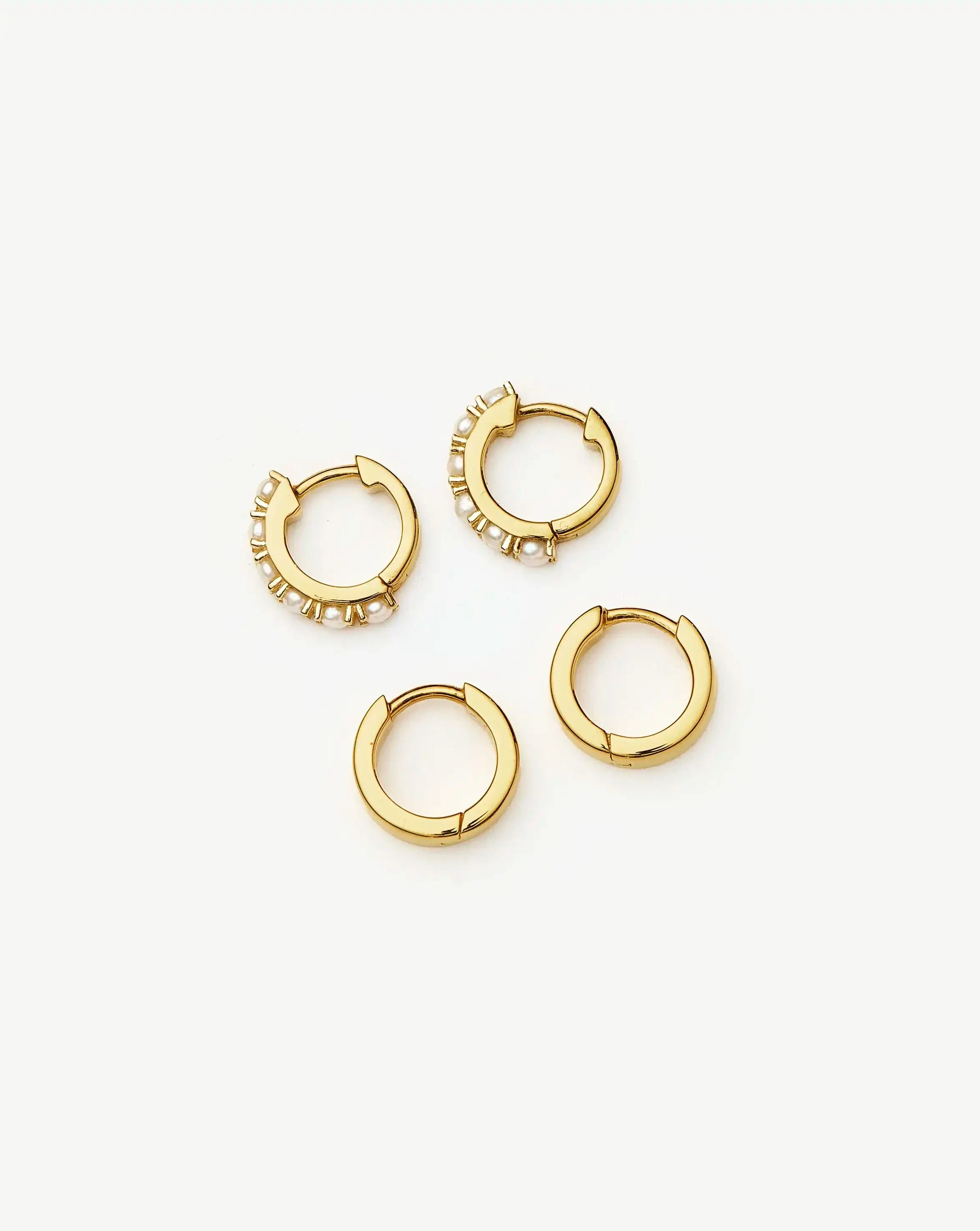 Chubby & Gemstone Huggies Set | 18k Gold Plated Vermeil / Pearl - Image 4