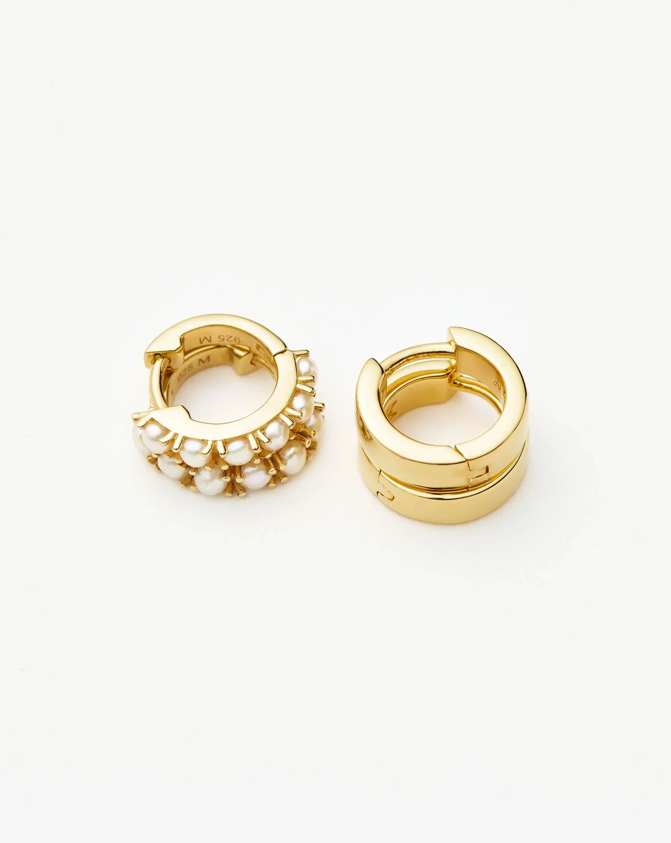 Chubby & Gemstone Huggies Set | 18k Gold Plated Vermeil / Pearl - Image 5