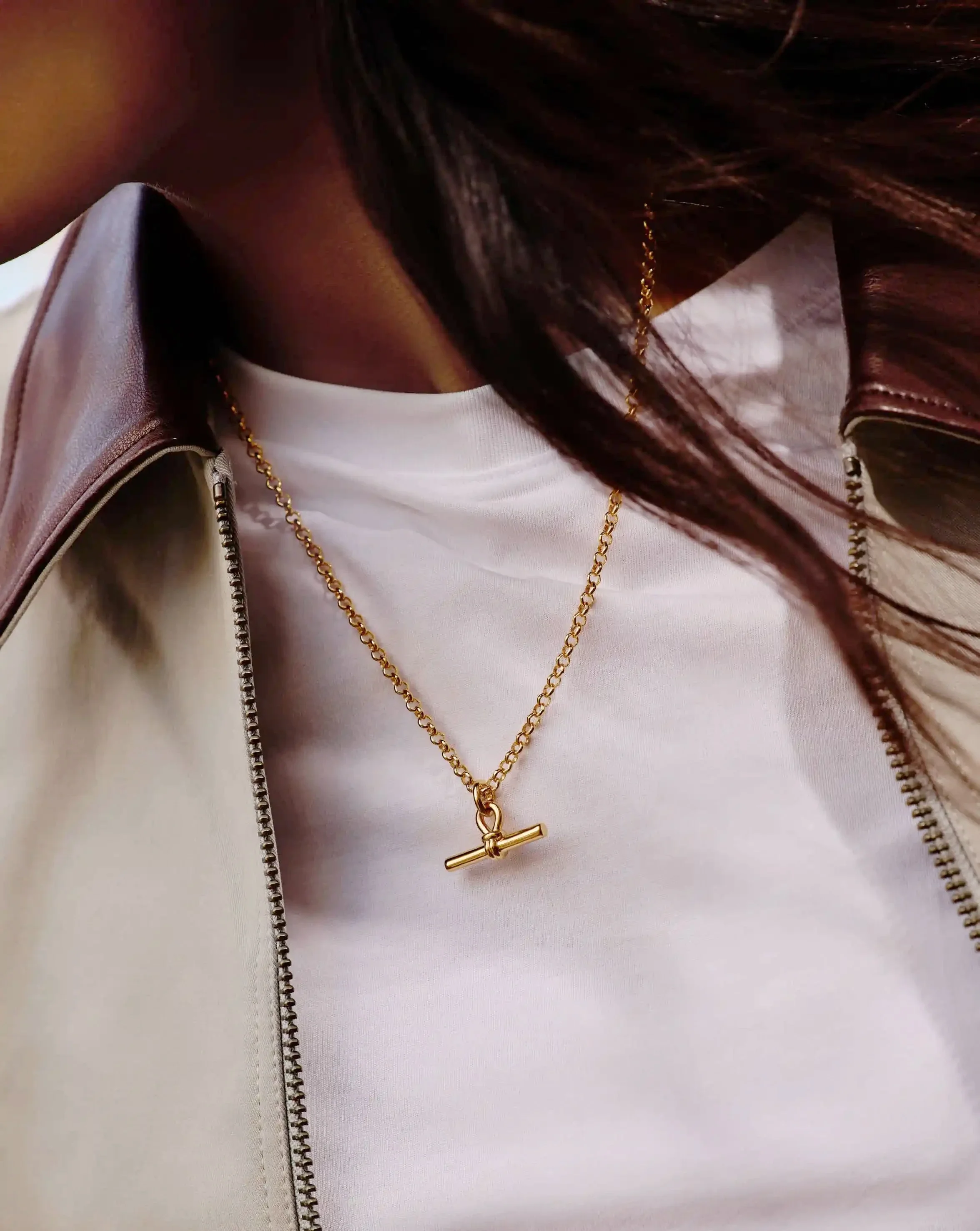 Chunky T-Bar Chain Necklace | 18k Gold Plated - Image 2