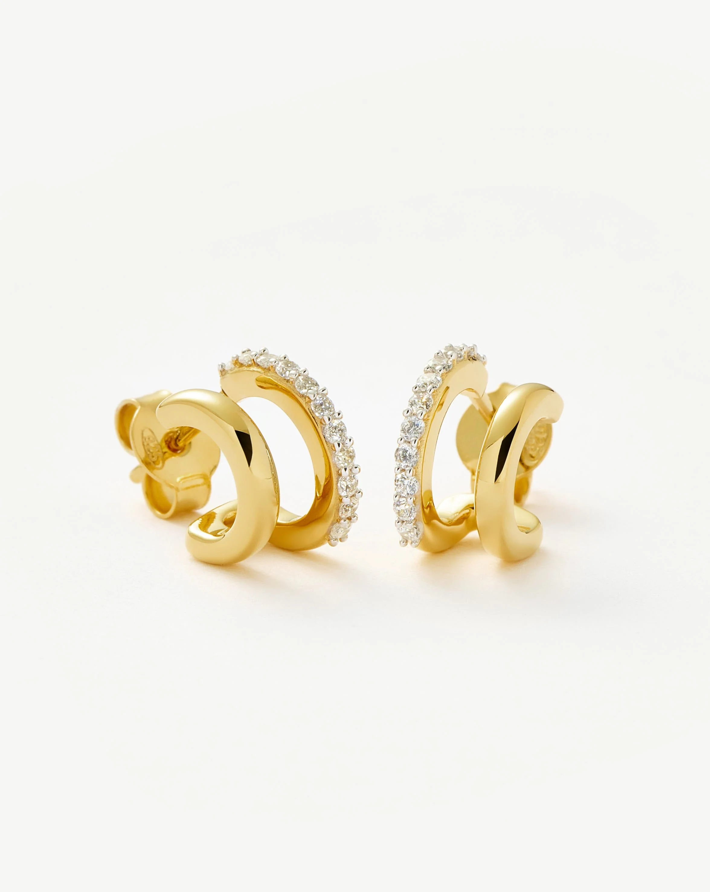 Classic Double Huggies | 18k Gold Vermeil/Cubic Zirconia - Image 4