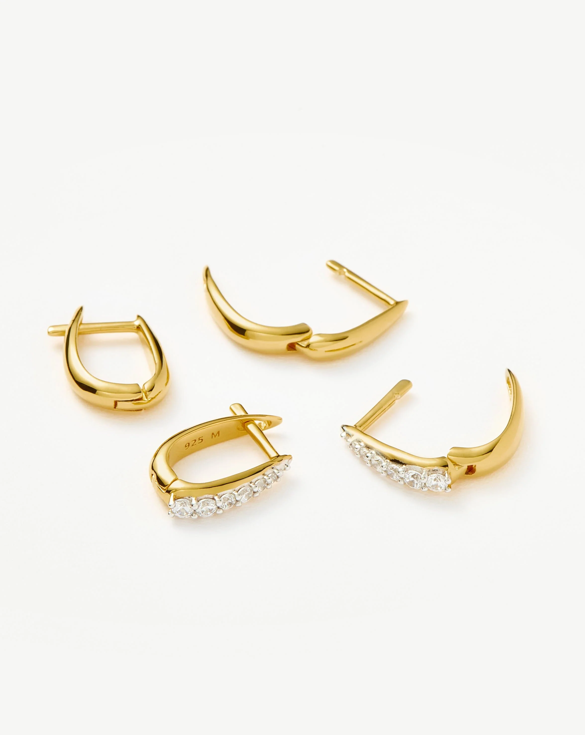 Claw Pave Huggies Earring Set | 18k Gold Vermeil/Pavé - Image 4