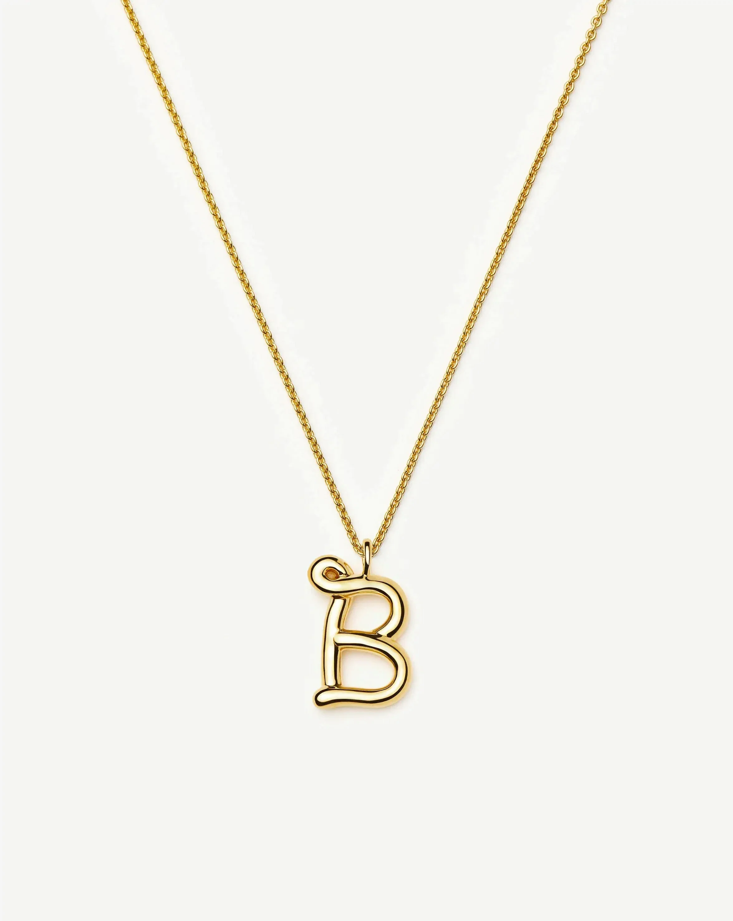 Curly Molten Initial Pendant Necklace - B | 18k Gold Vermeil - Image 4