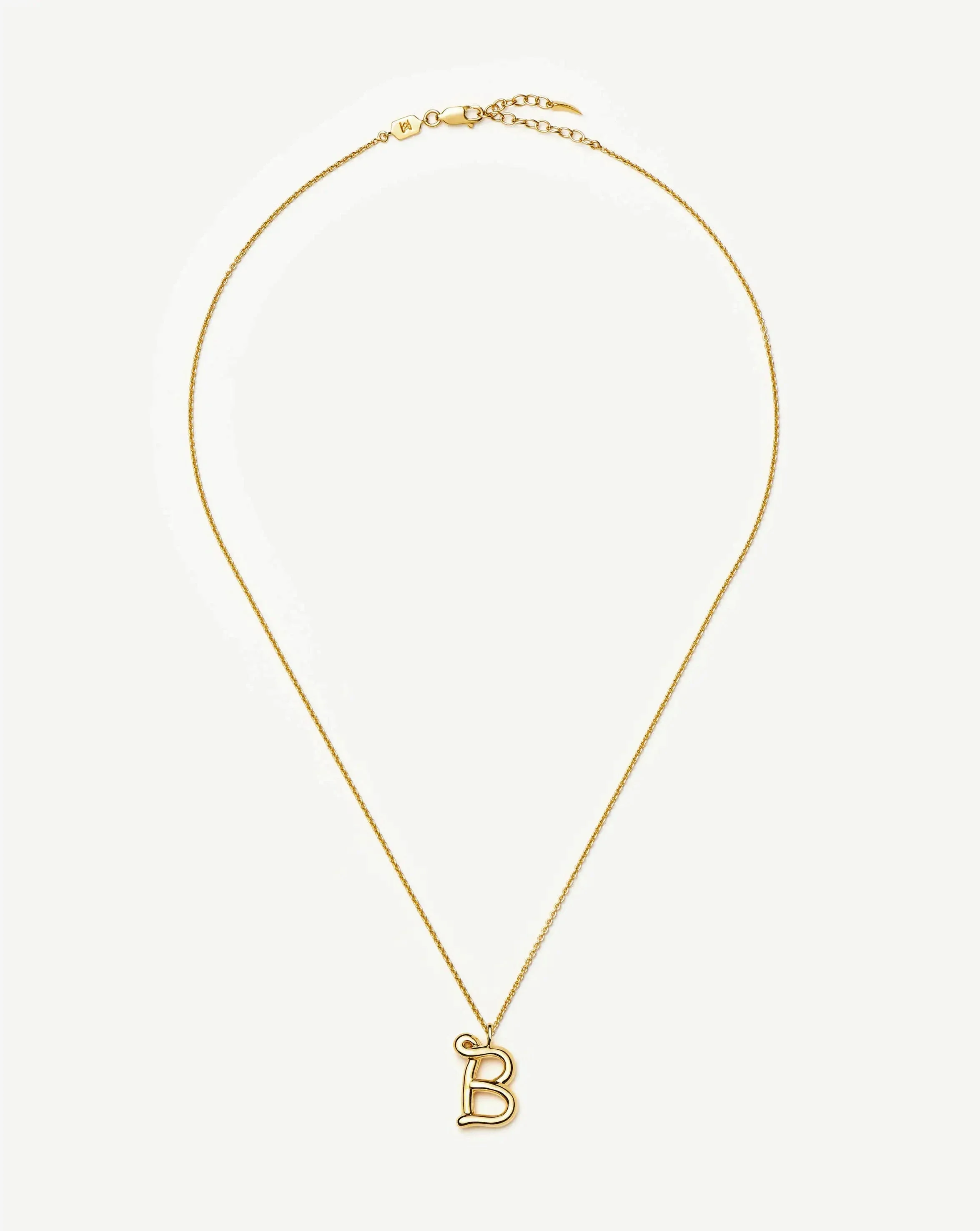 Curly Molten Initial Pendant Necklace - B | 18k Gold Vermeil - Image 5