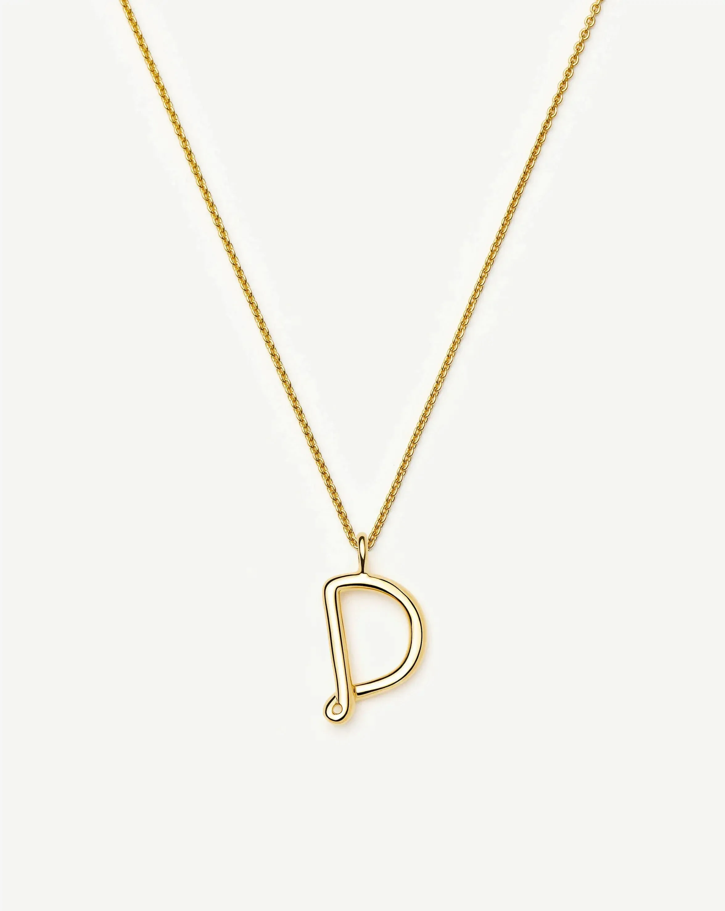Curly Molten Initial Pendant Necklace - D | 18k Gold Vermeil