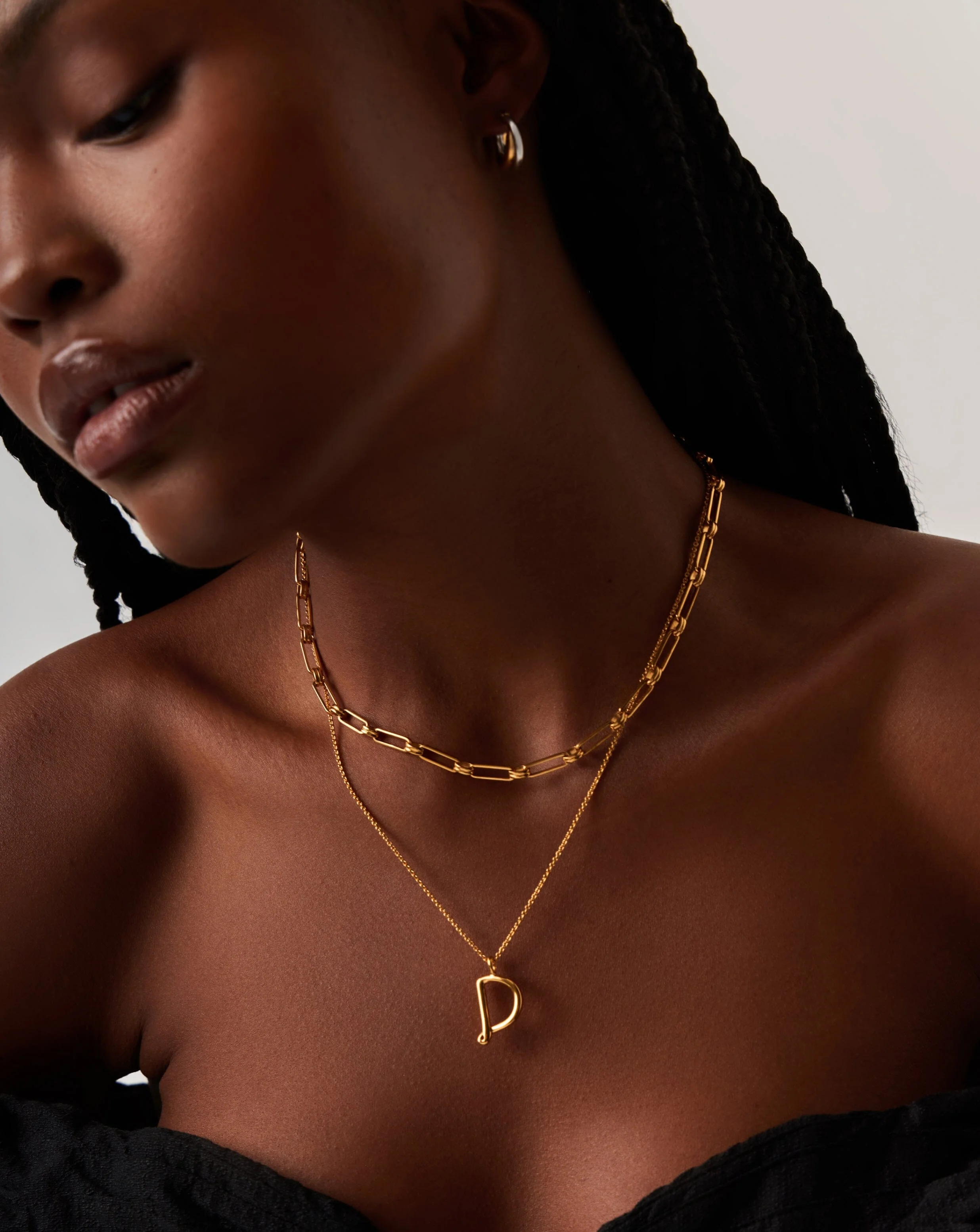 Curly Molten Initial Pendant Necklace - D | 18k Gold Vermeil - Image 2
