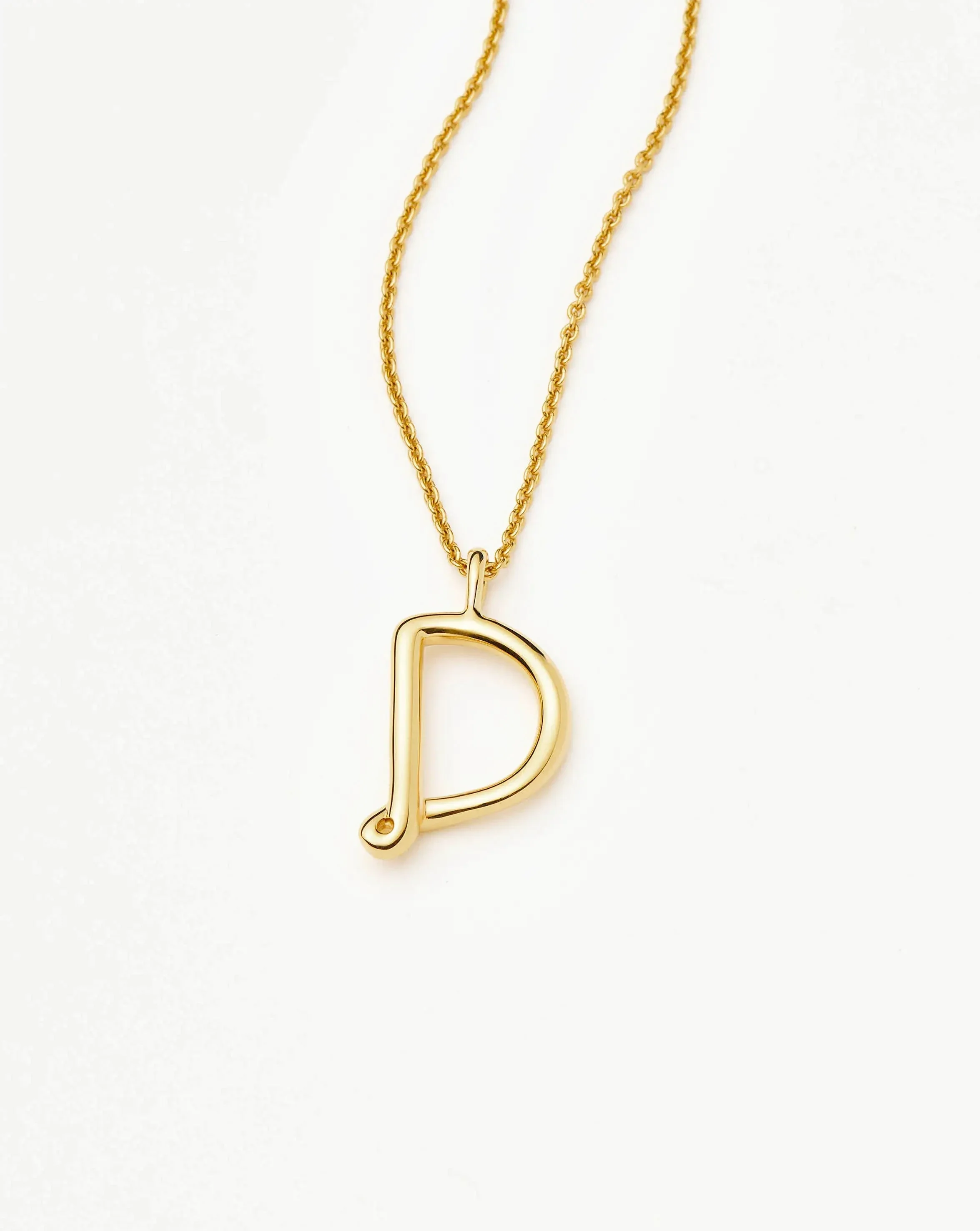 Curly Molten Initial Pendant Necklace - D | 18k Gold Vermeil - Image 4