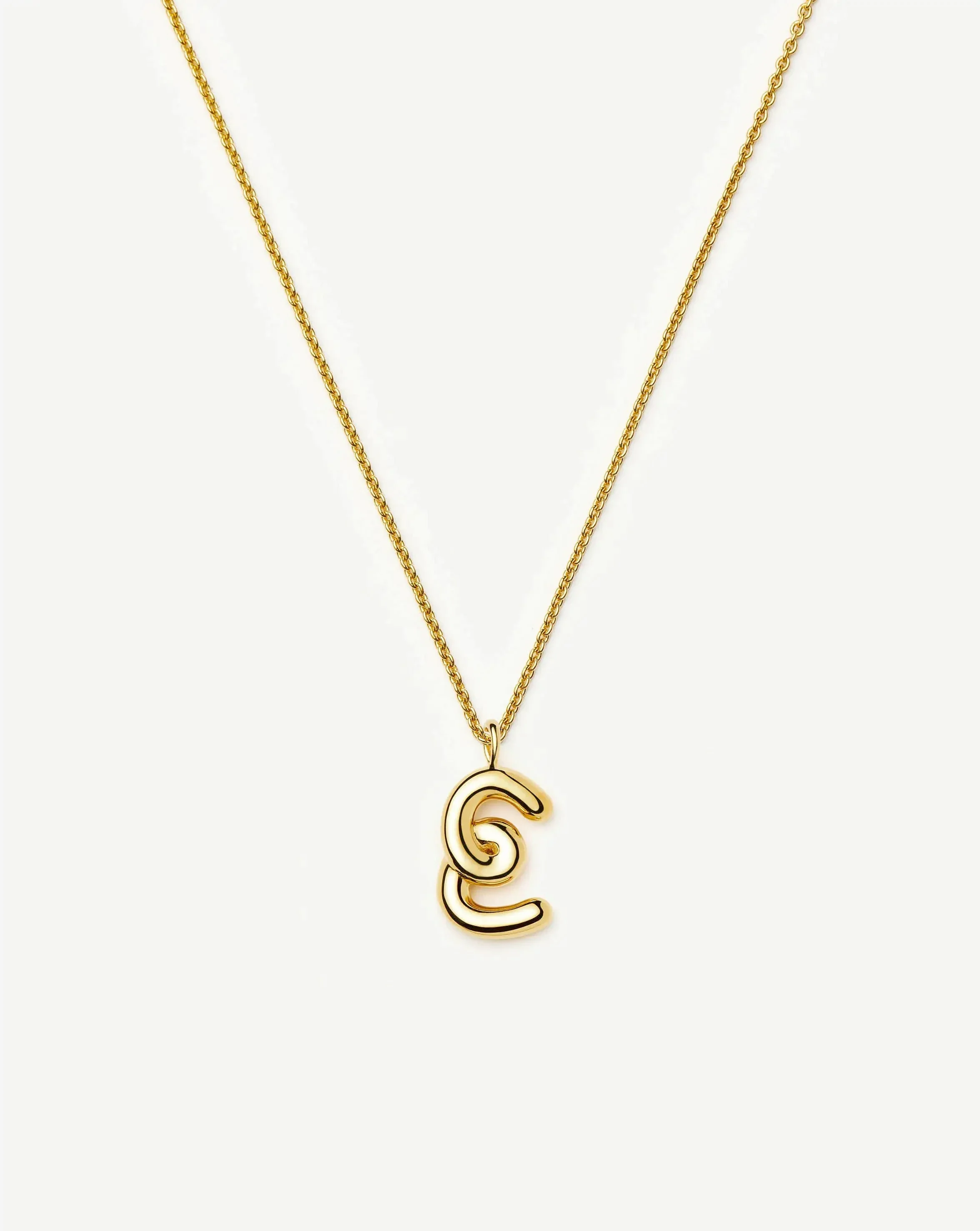 Curly Molten Initial Pendant Necklace - E | 18k Gold Vermeil