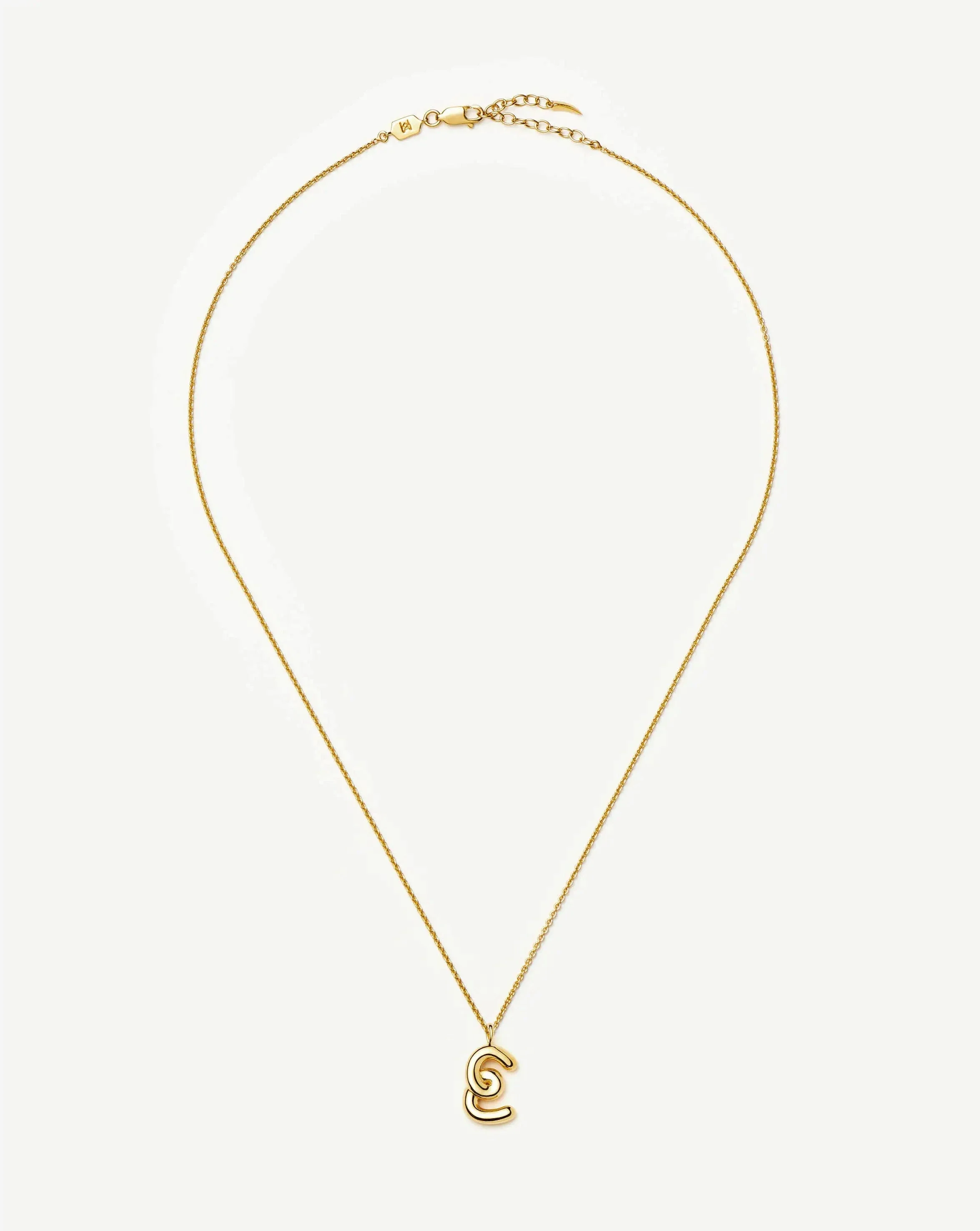 Curly Molten Initial Pendant Necklace - E | 18k Gold Vermeil - Image 5