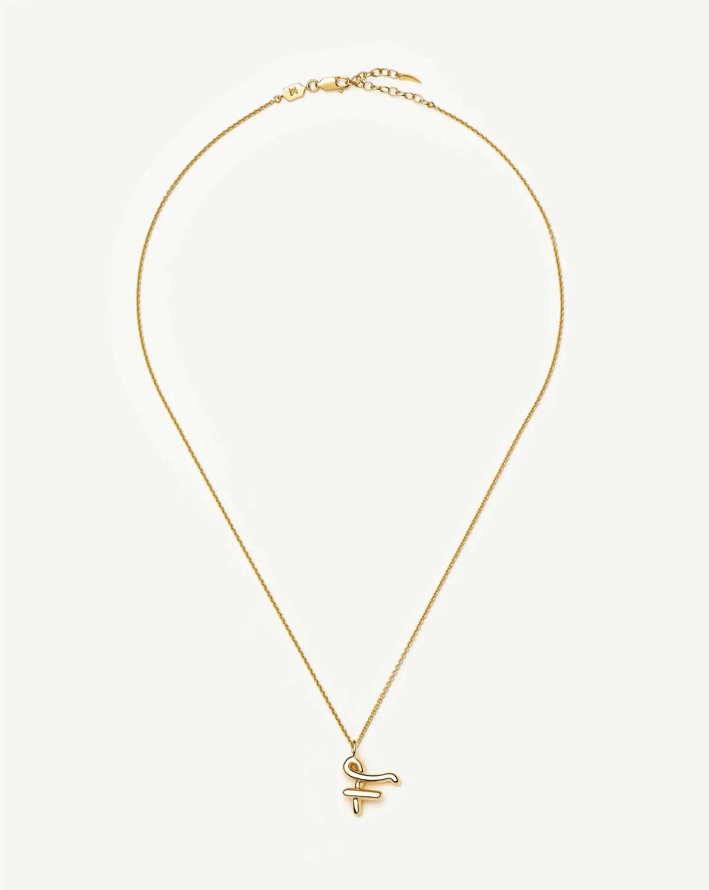 Curly Molten Initial Pendant Necklace - F | 18k Gold Vermeil - Image 4