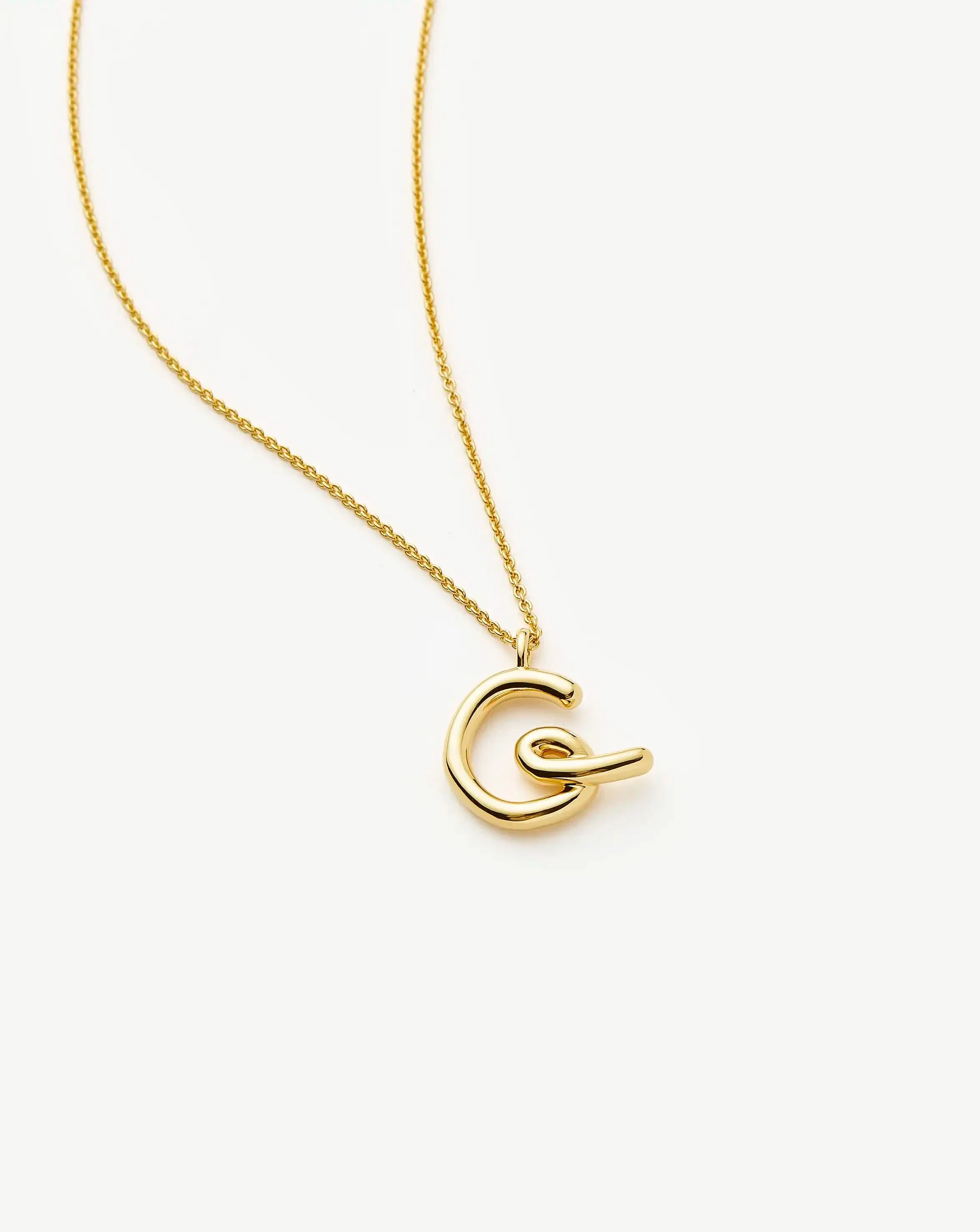 Curly Molten Initial Pendant Necklace - G | 18k Gold Vermeil - Image 2