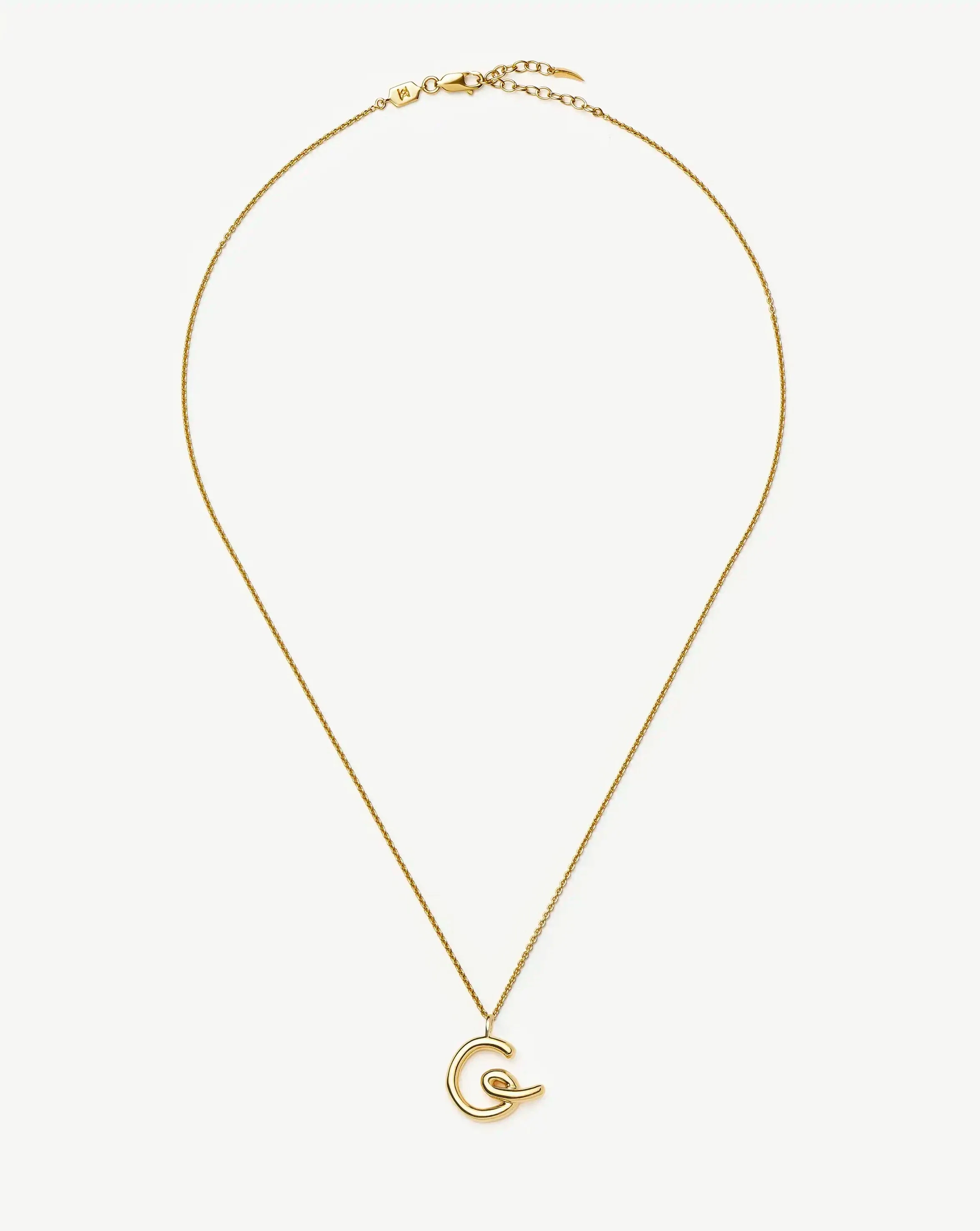 Curly Molten Initial Pendant Necklace - G | 18k Gold Vermeil - Image 3