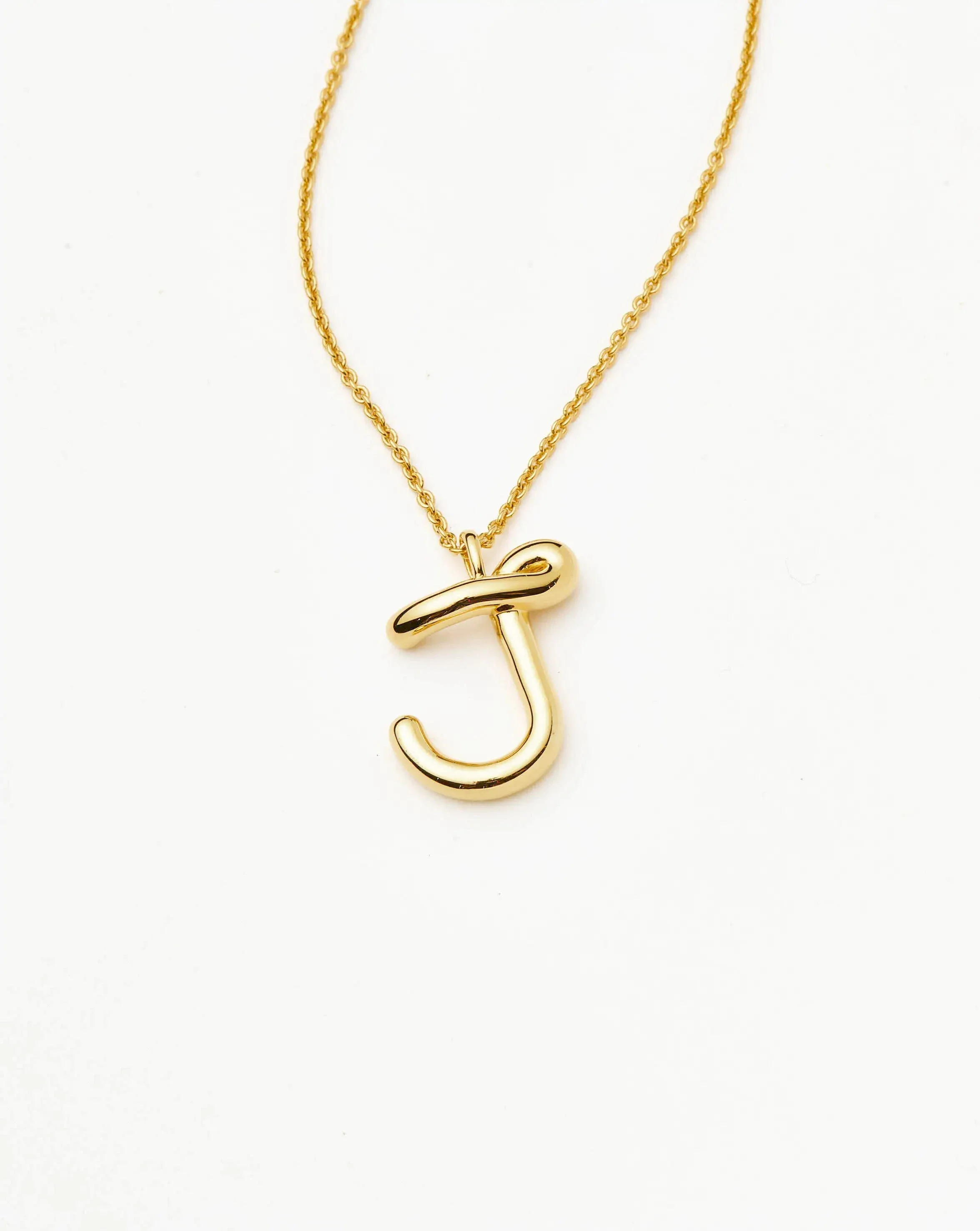 Curly Molten Initial Pendant Necklace - J | 18k Gold Vermeil - Image 4