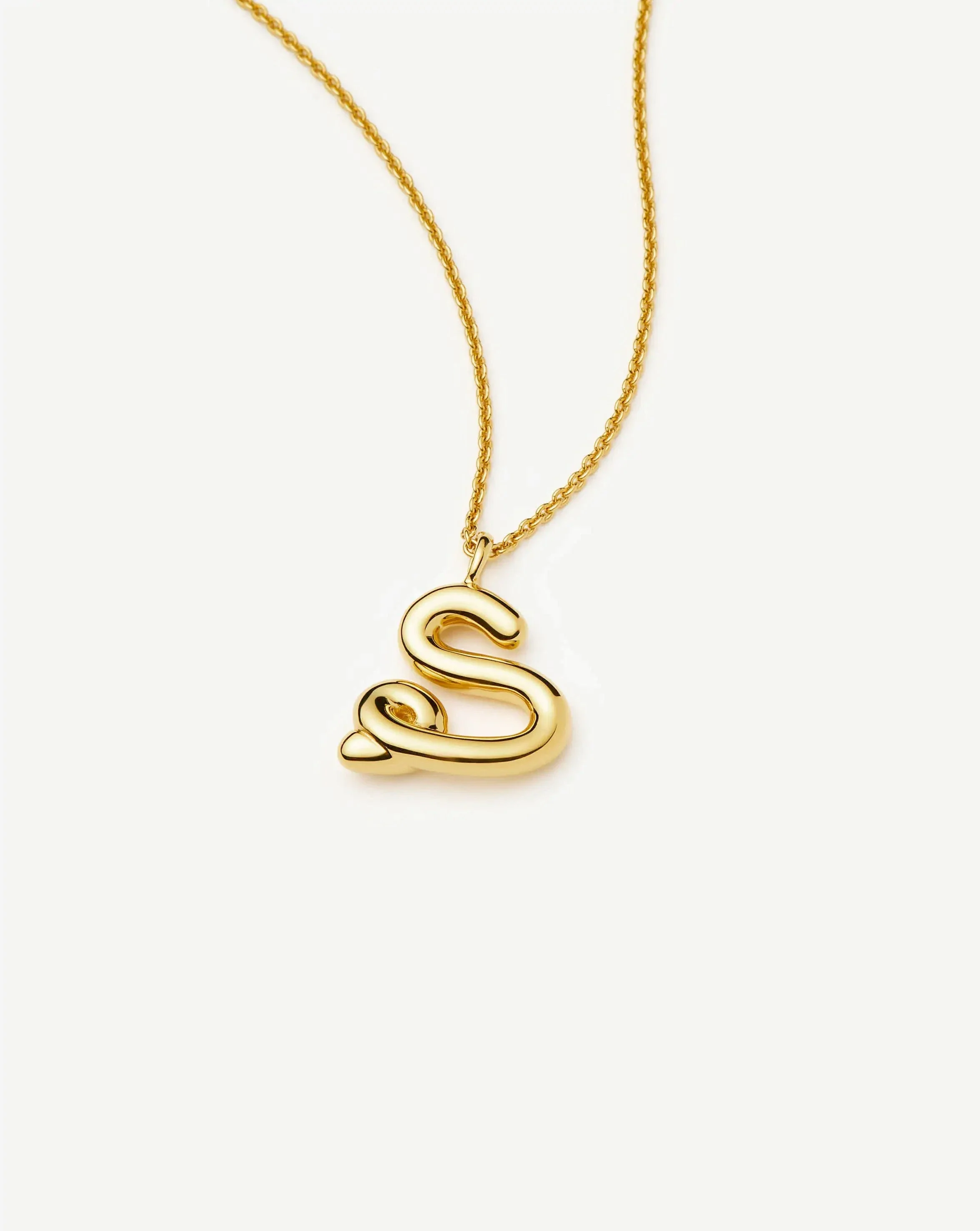 Curly Molten Initial Pendant Necklace - Initial S | 18k Gold Vermeil - Image 4