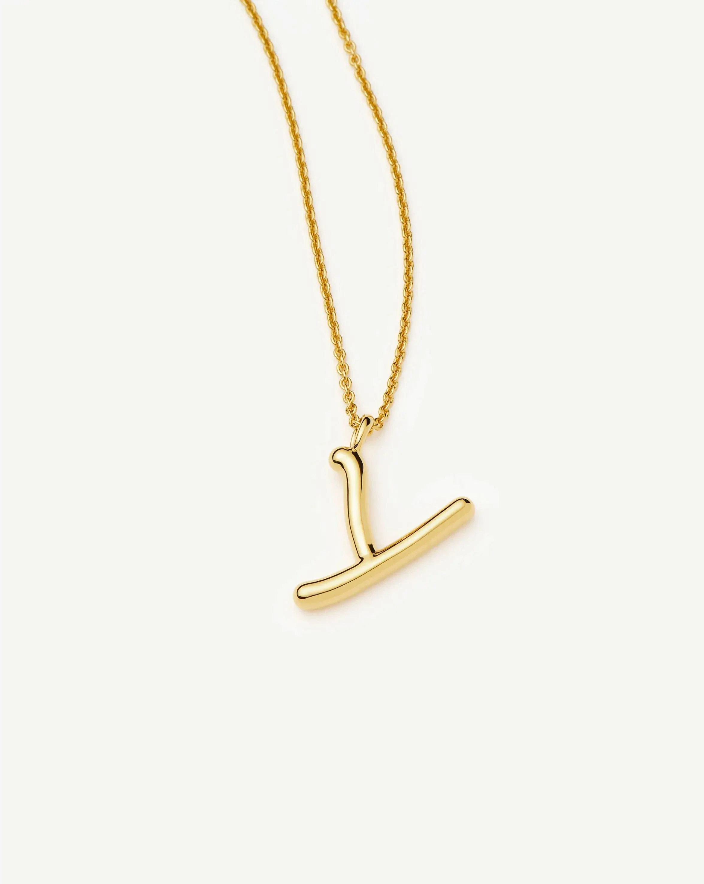 Curly Molten Initial Pendant Necklace - Y | 18k Gold Vermeil - Image 2