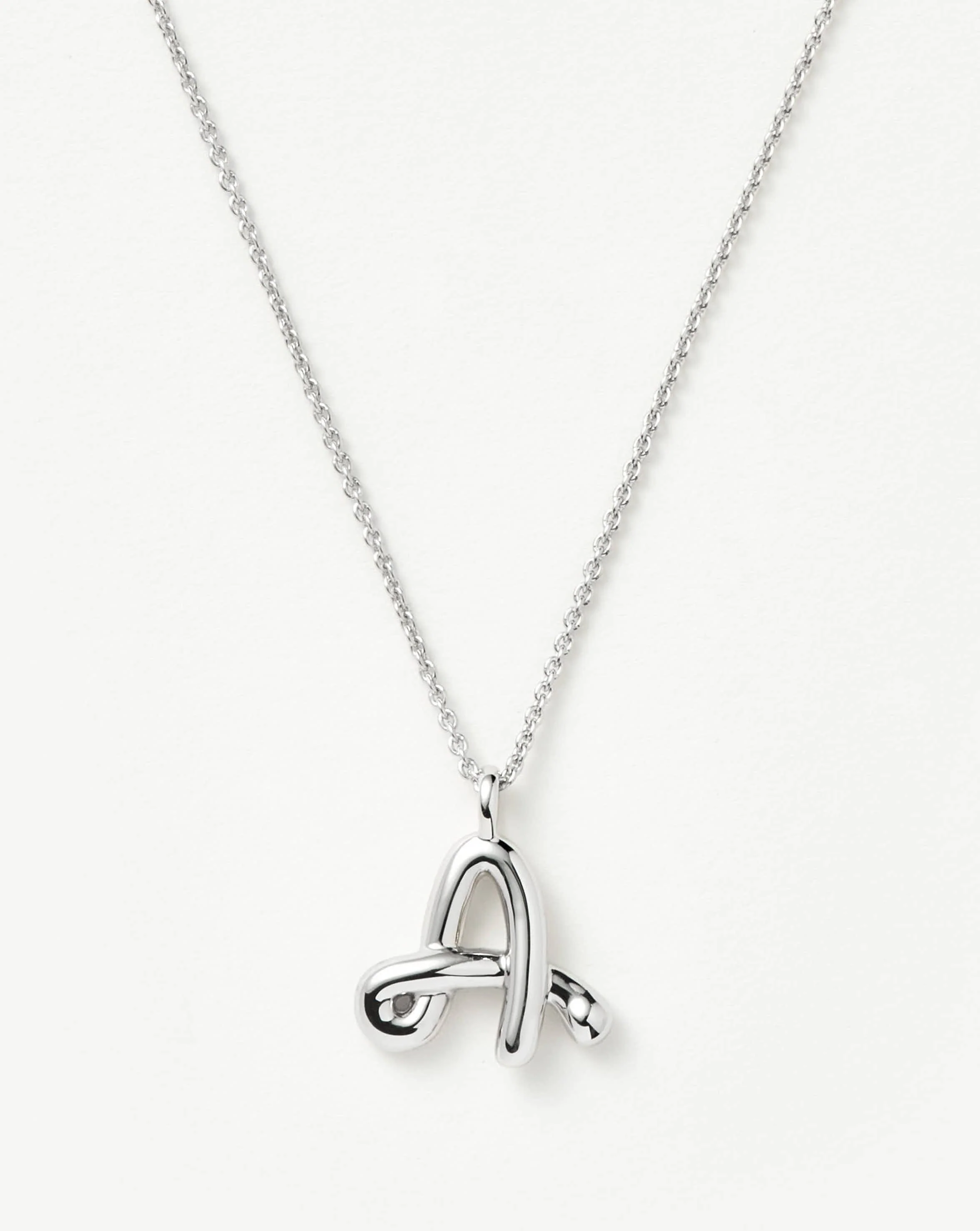 Curly Molten Initial Pendant Necklace - A | Sterling Silver