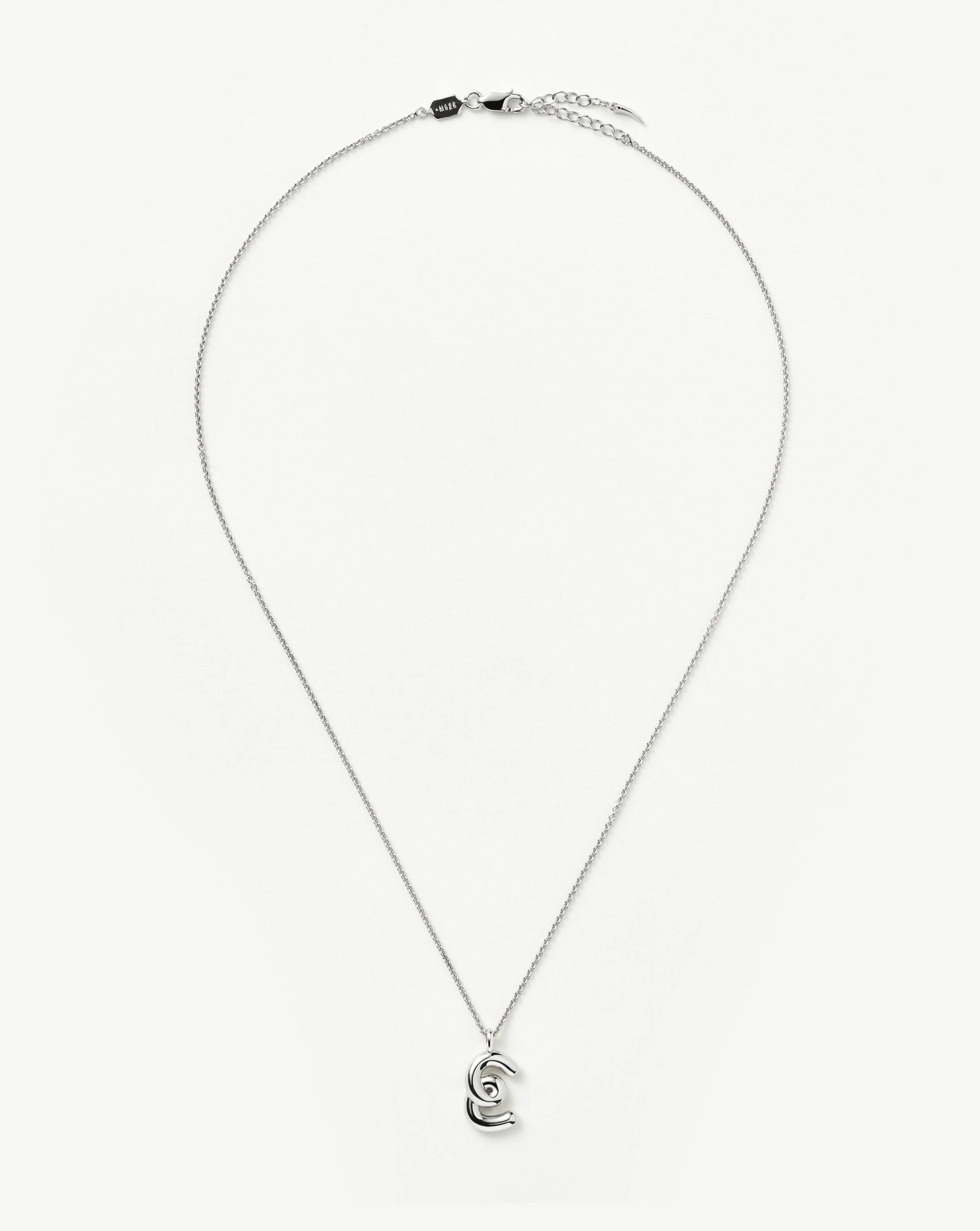 Curly Molten Initial Pendant Necklace - E | Sterling Silver - Image 4