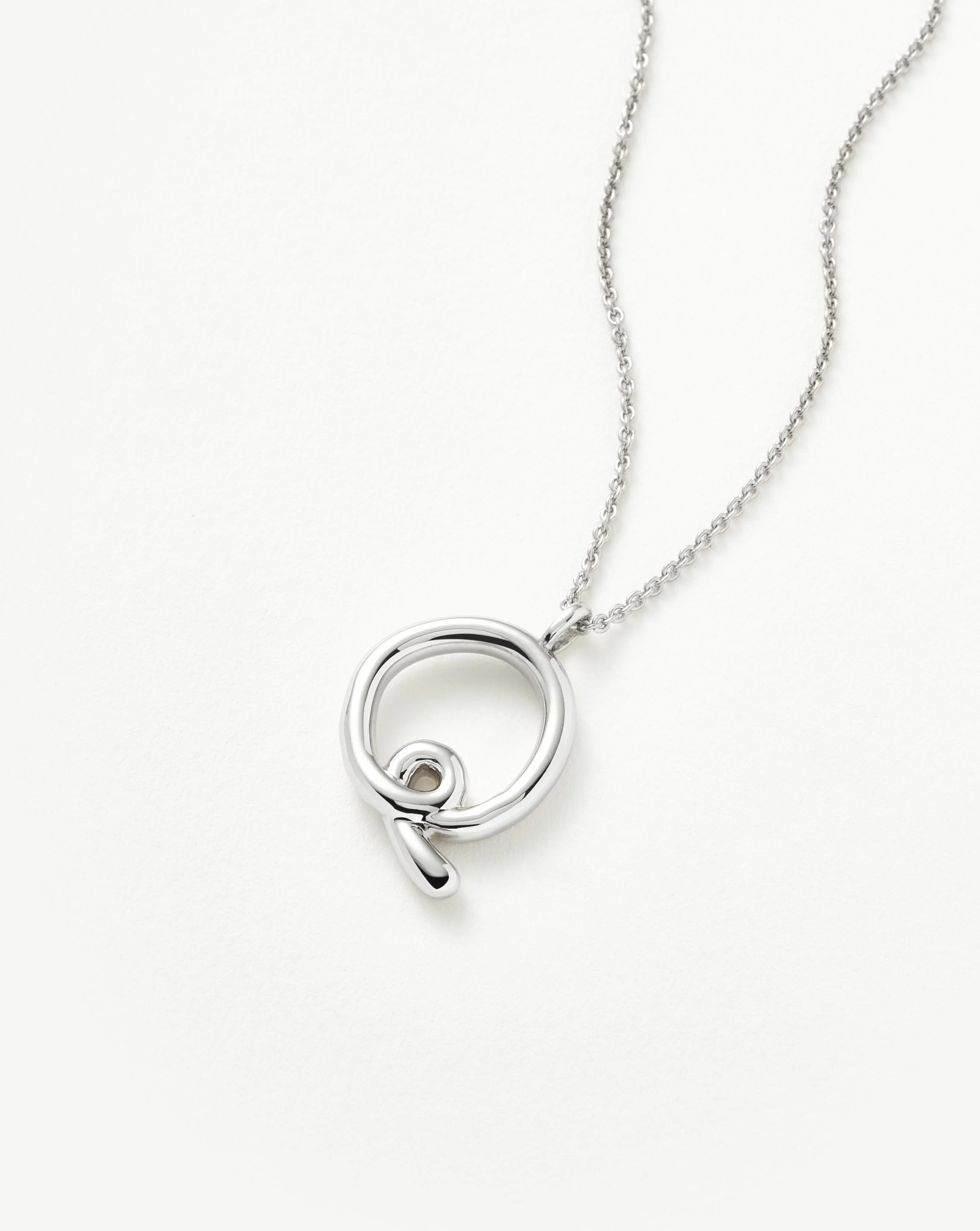 Curly Molten Initial Pendant Necklace - Q | Sterling Silver - Image 2