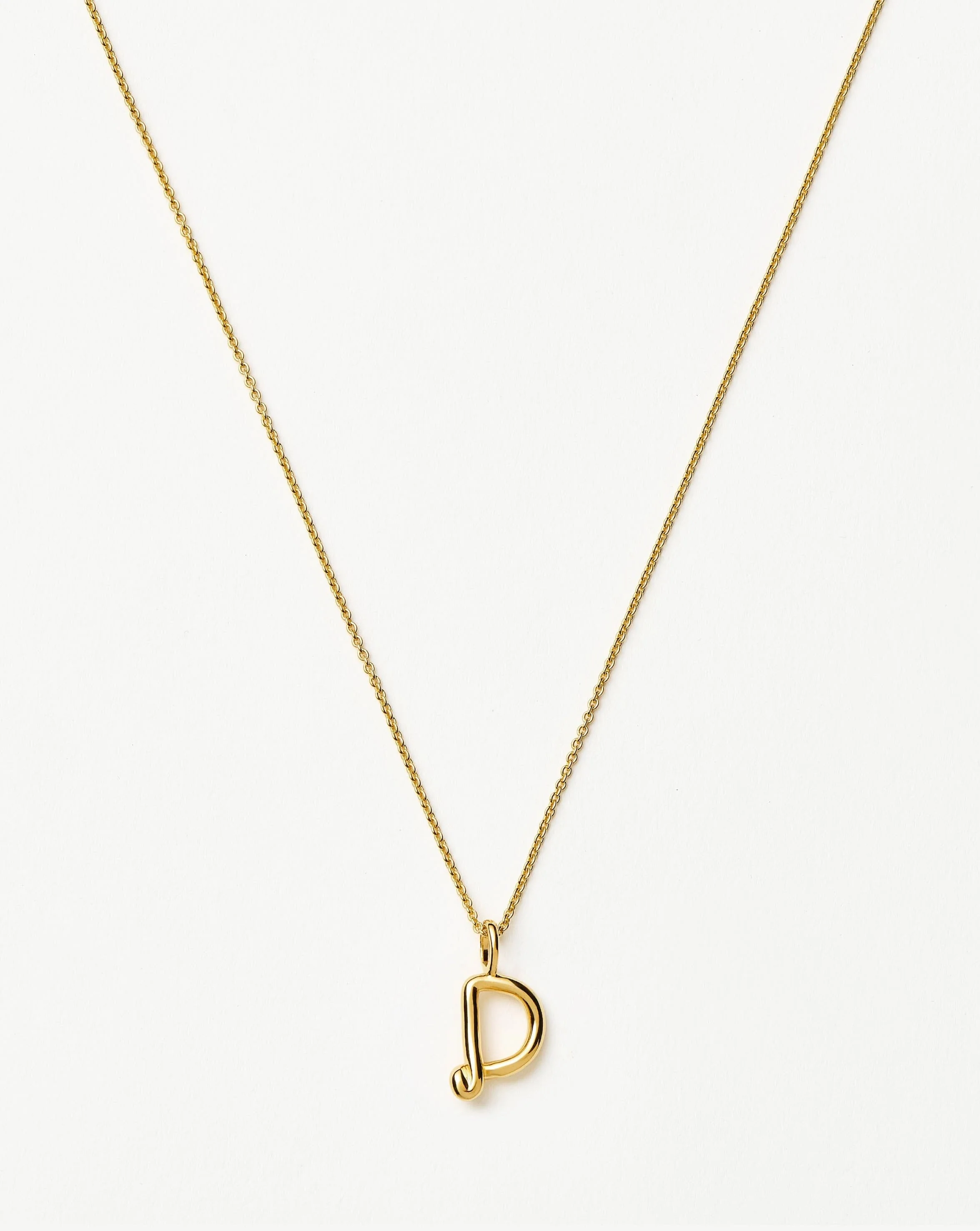 Curly Molten Mini Initial Necklace - D |18k Gold Vermeil