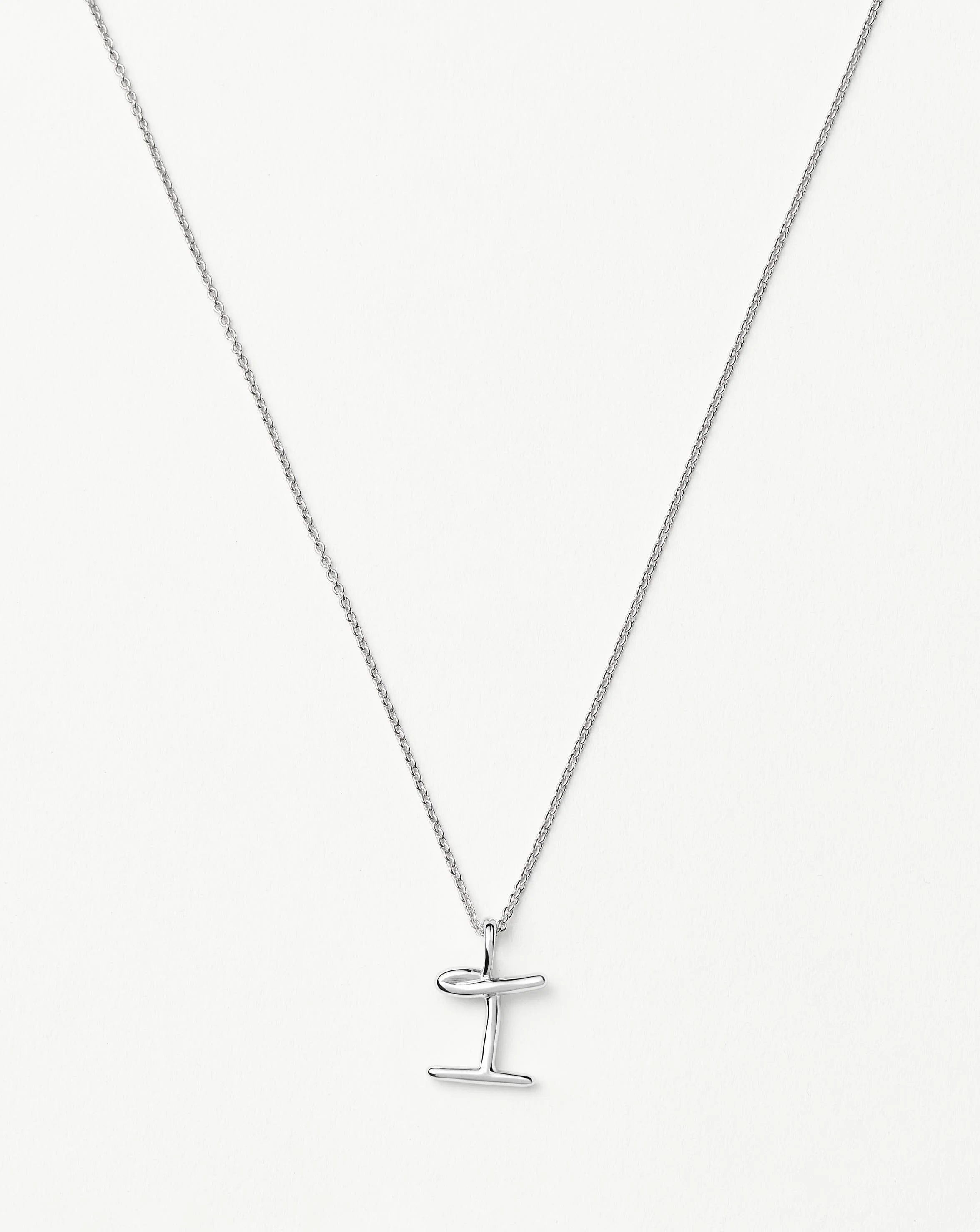 Curly Molten Mini Initial Necklace - I | Sterling Silver