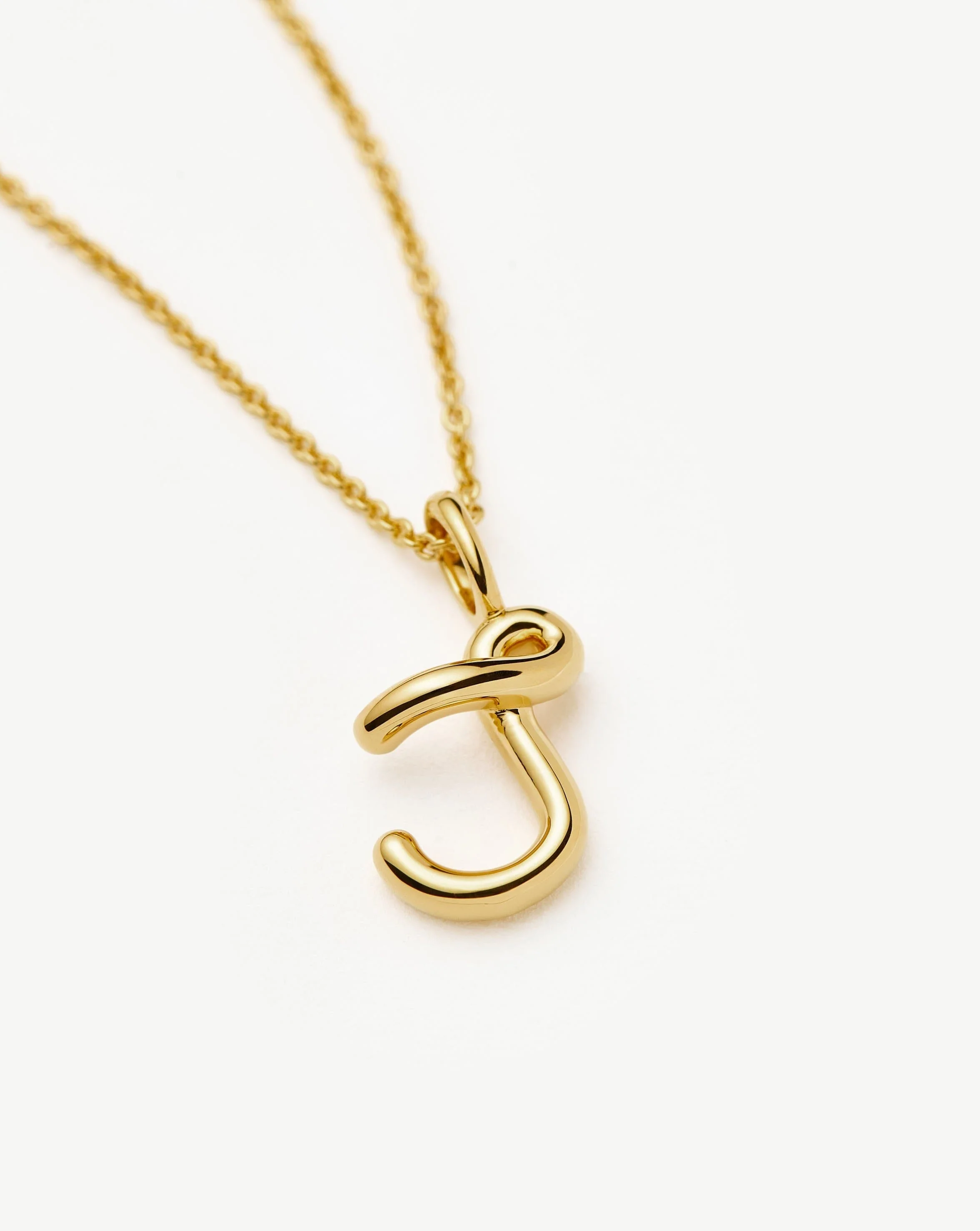 Curly Molten Mini Initial Necklace - J | 18k Gold Vermeil - Image 4