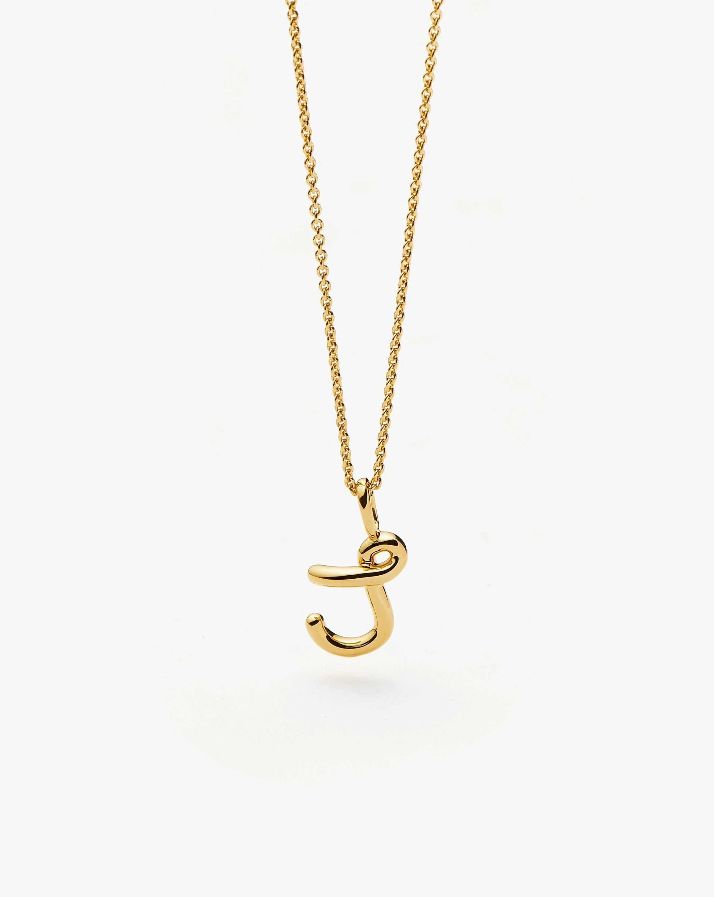 Curly Molten Mini Initial Necklace - J | 18k Gold Vermeil - Image 5