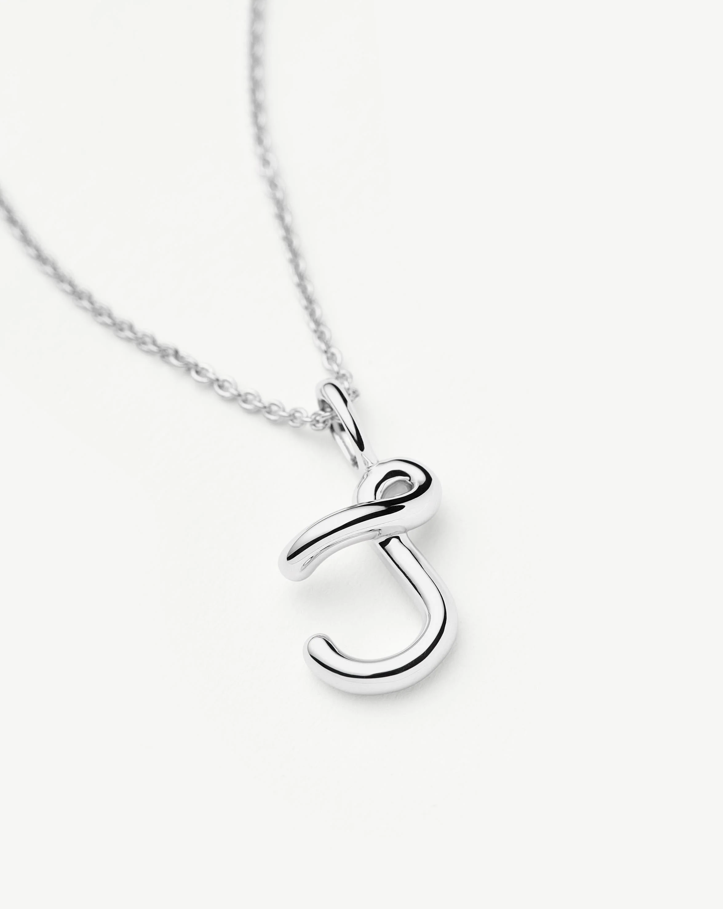 Curly Molten Mini Initial Necklace - J | Sterling Silver - Image 4