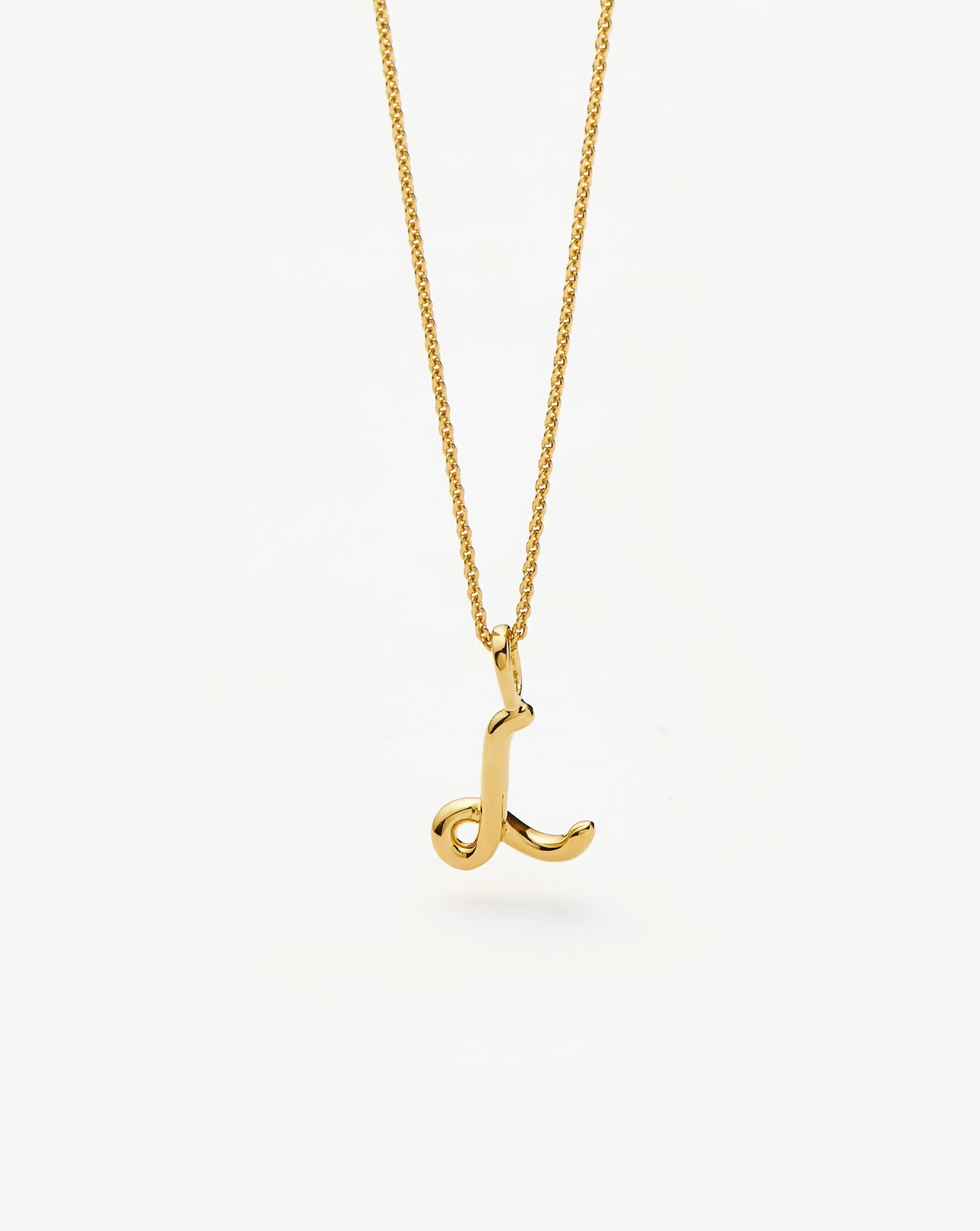 Curly Molten Mini Initial Necklace - L |18k Gold Vermeil - Image 5
