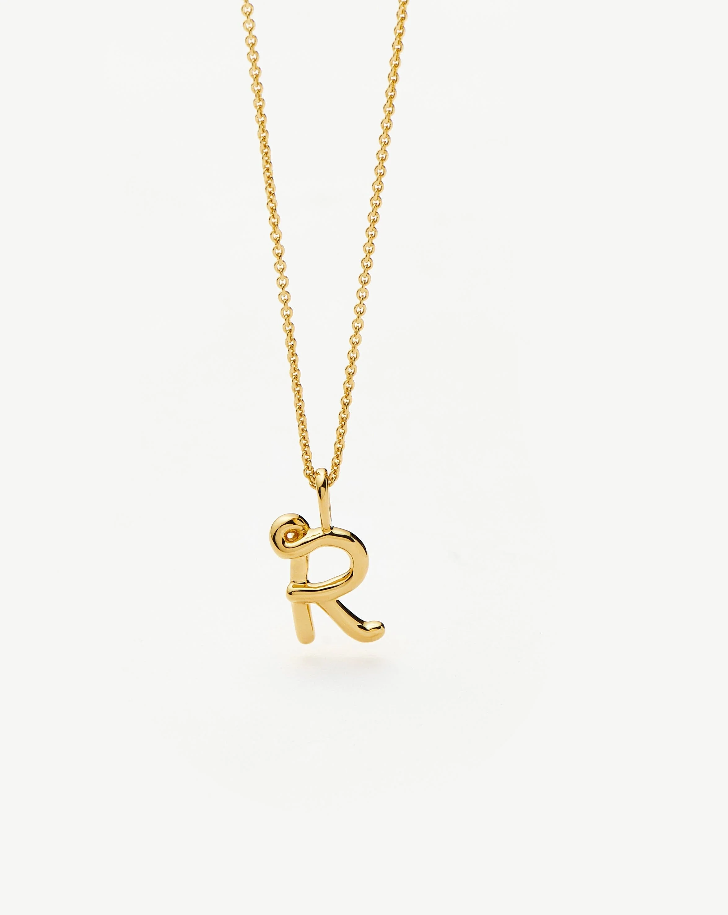 Curly Molten Mini Initial Necklace - R | 18k Gold Vermeil - Image 5