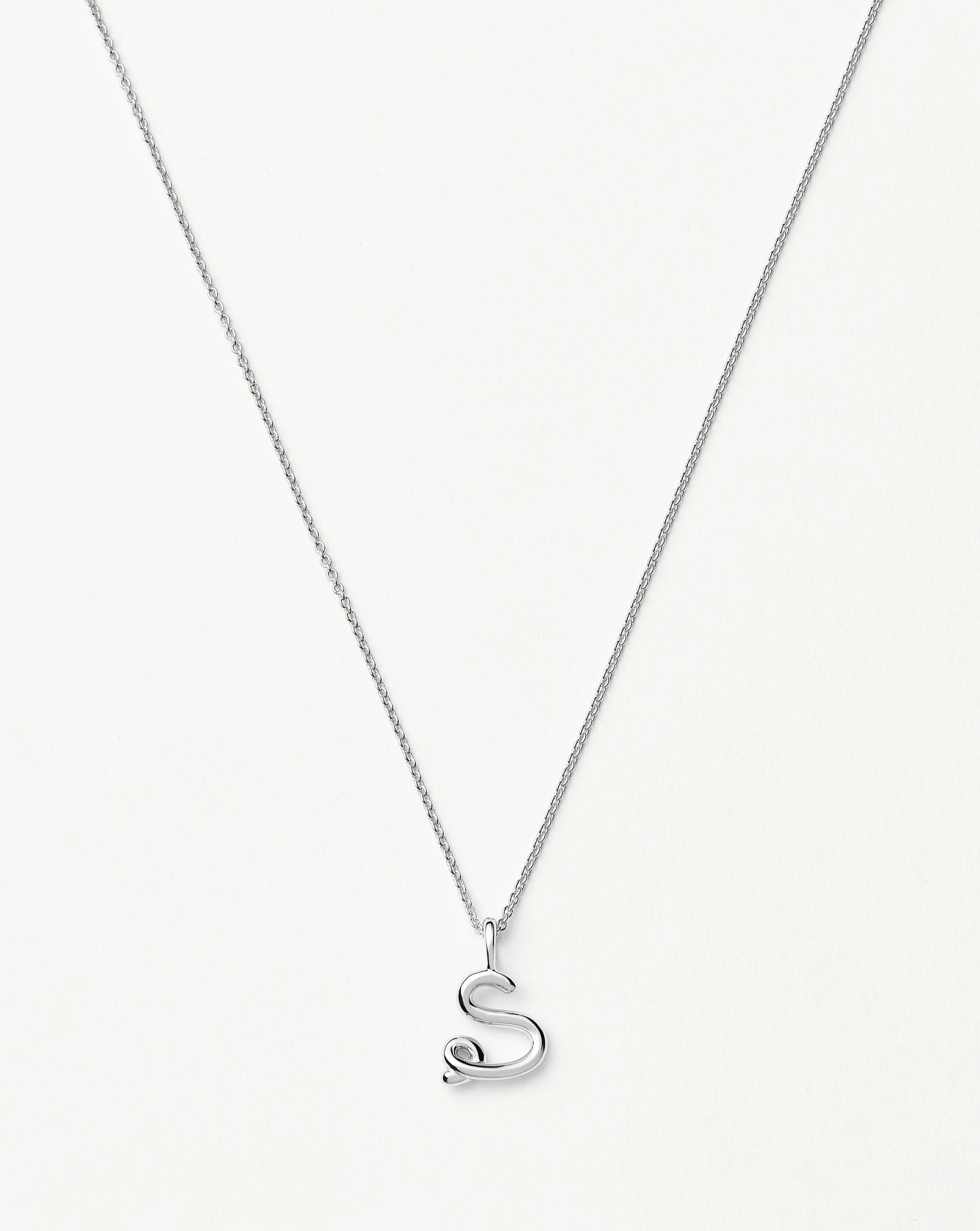 Curly Molten Mini Initial Necklace - S | Sterling Silver