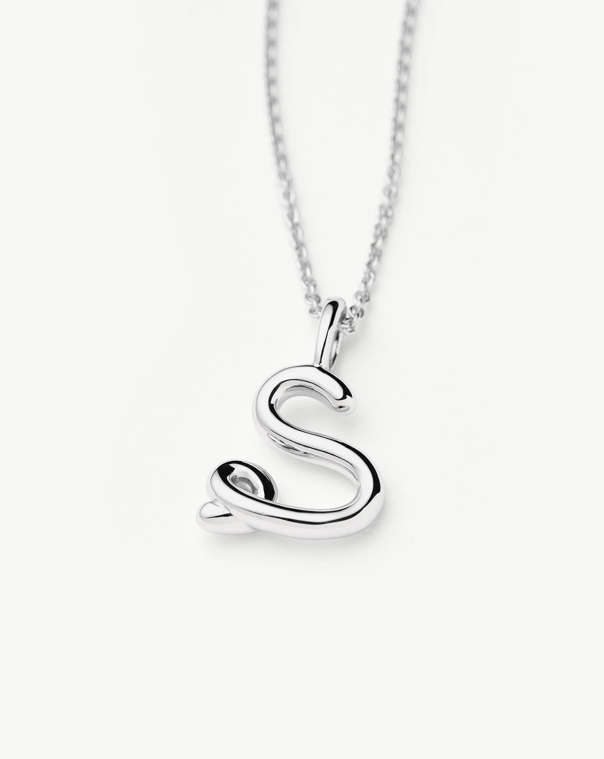 Curly Molten Mini Initial Necklace - S | Sterling Silver - Image 2