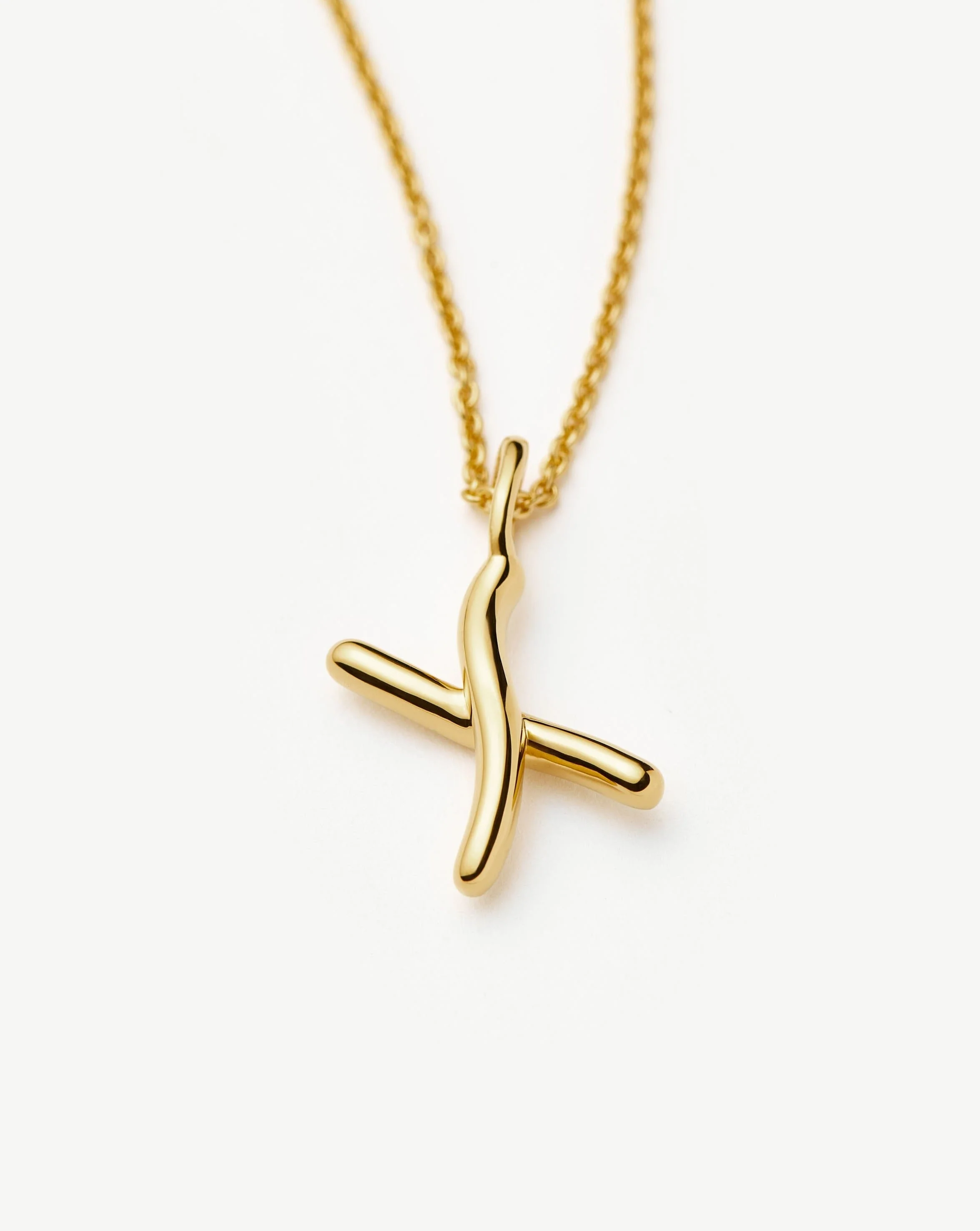 Curly Molten Mini Initial Necklace - X | 18k Gold Vermeil - Image 2
