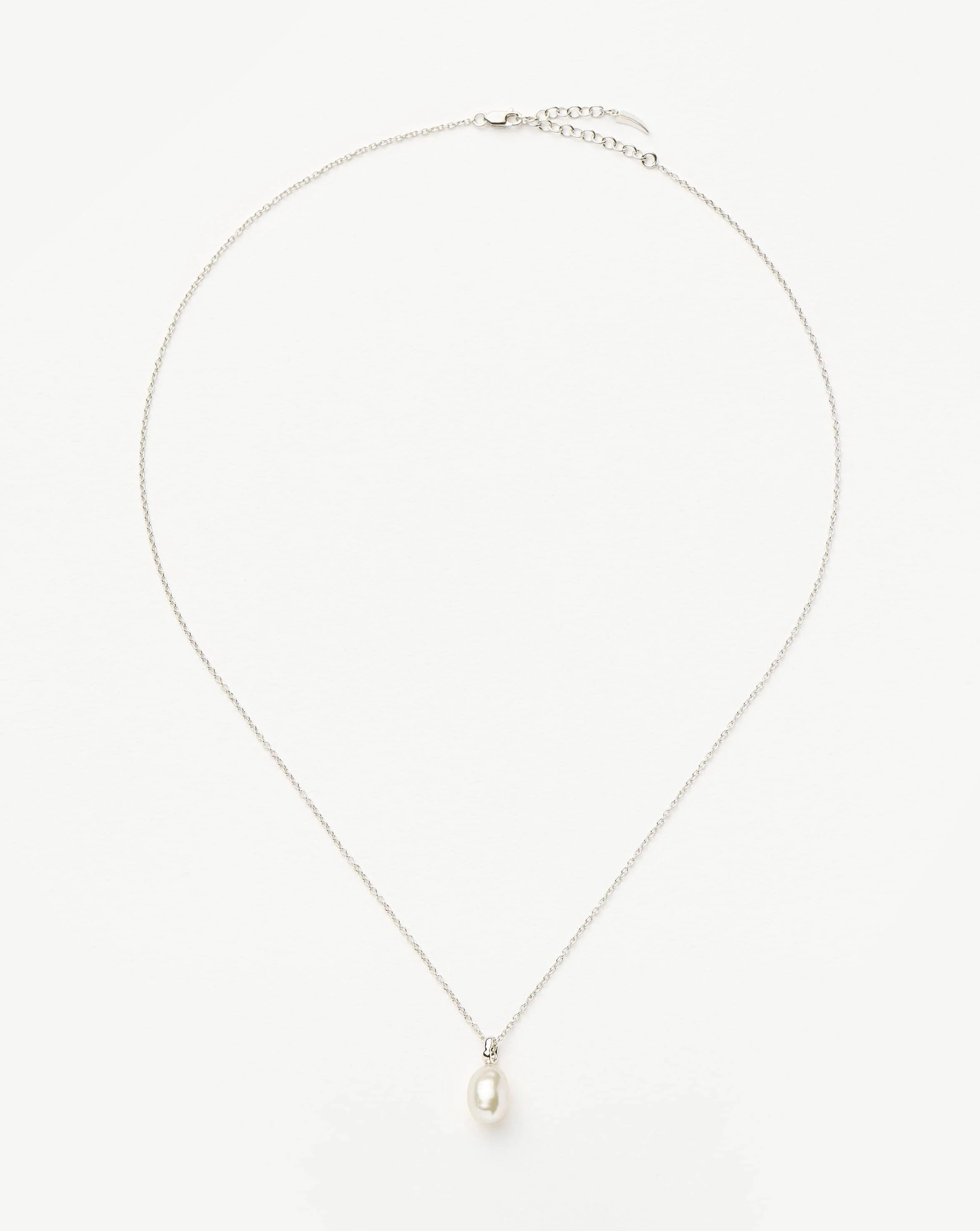 Solid Gold Baroque Pearl Organic Pendant Necklace | 14k Solid White Gold/Pearl - Image 4