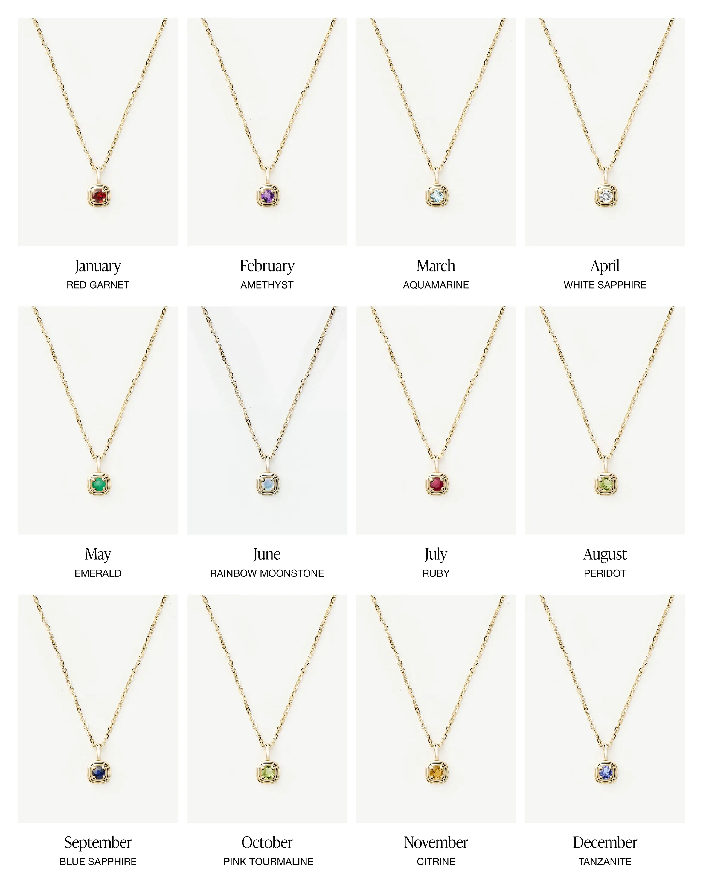Solid Gold Birthstone Pendant Necklace | 14k Solid Gold - Image 4