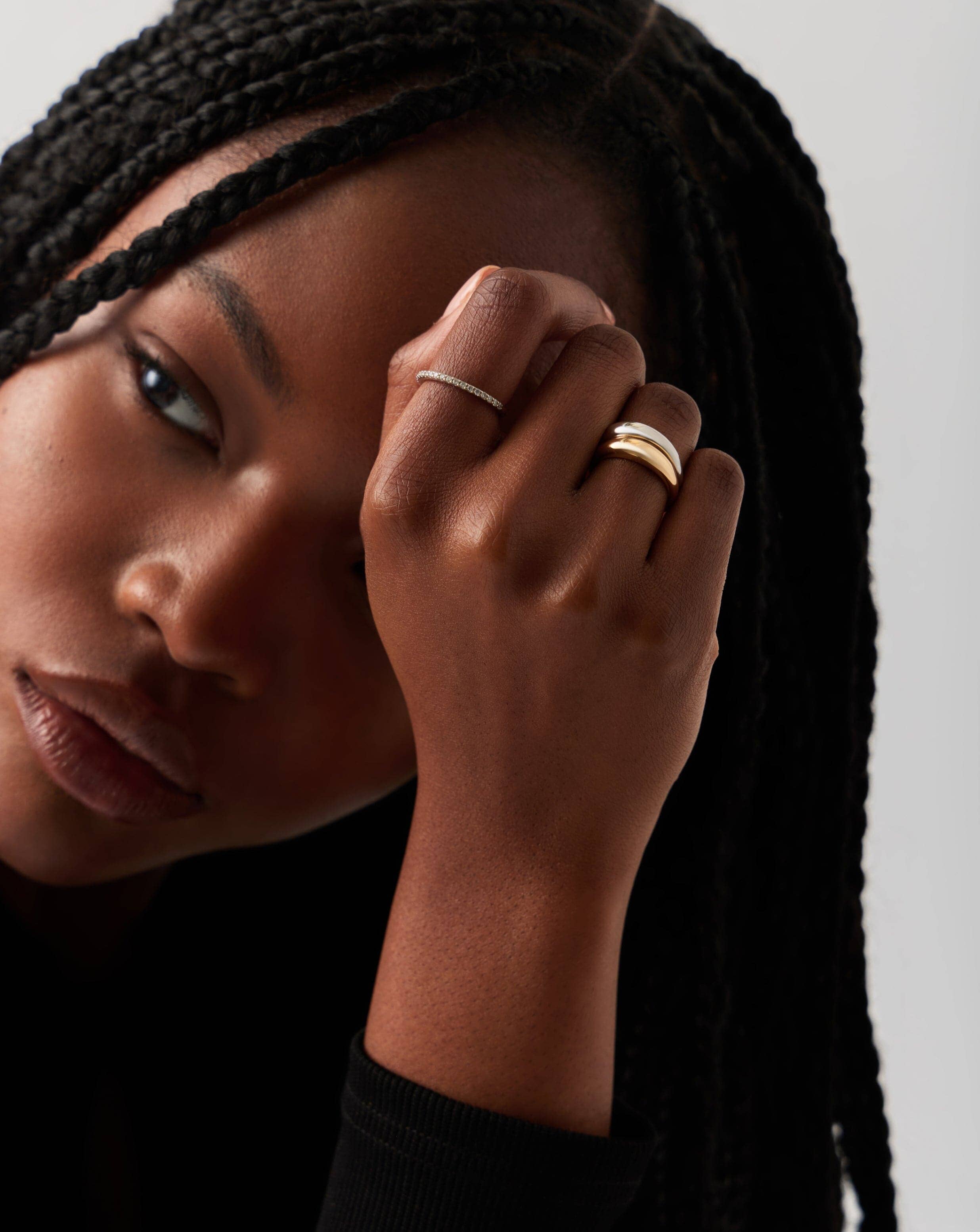 Solid Gold Classic Dome Ring | 14k Solid White Gold - Image 6