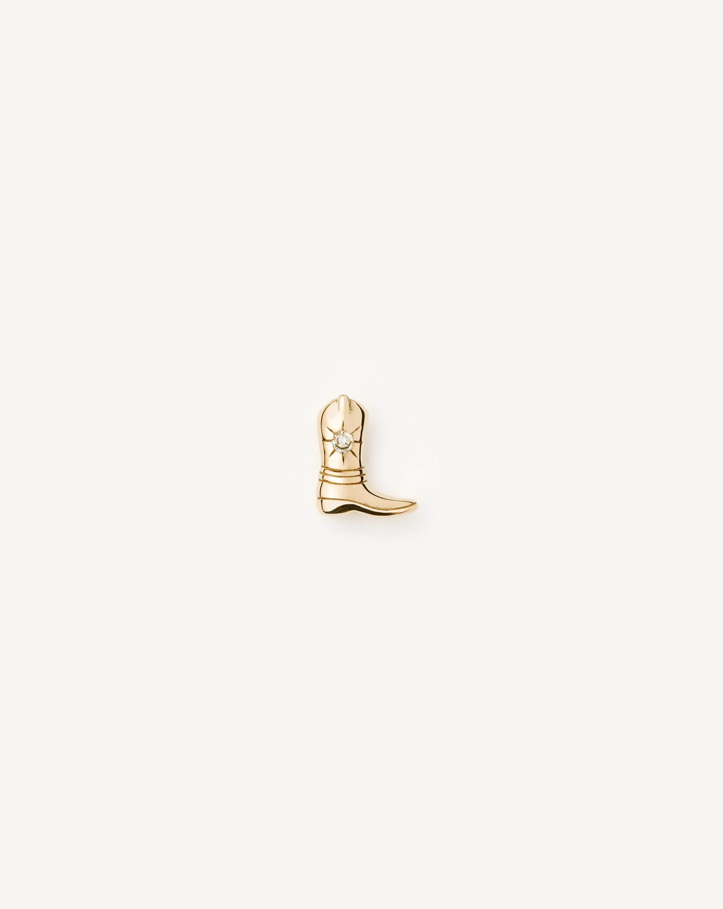 Solid Gold Cowboy Boot Single Stud Earring | 14k Solid Gold/Diamond