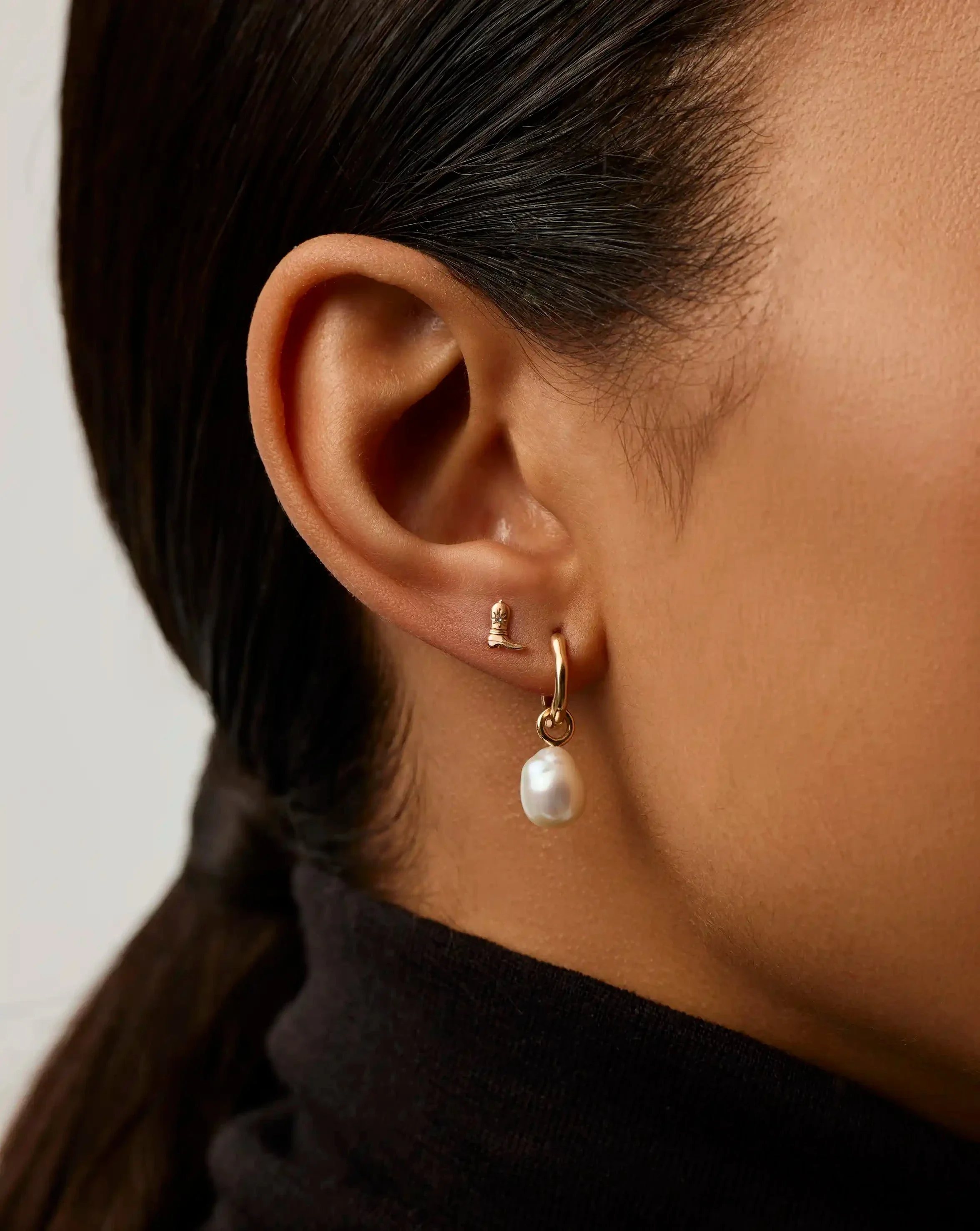 Solid Gold Cowboy Boot Single Stud Earring | 14k Solid Gold/Diamond - Image 2