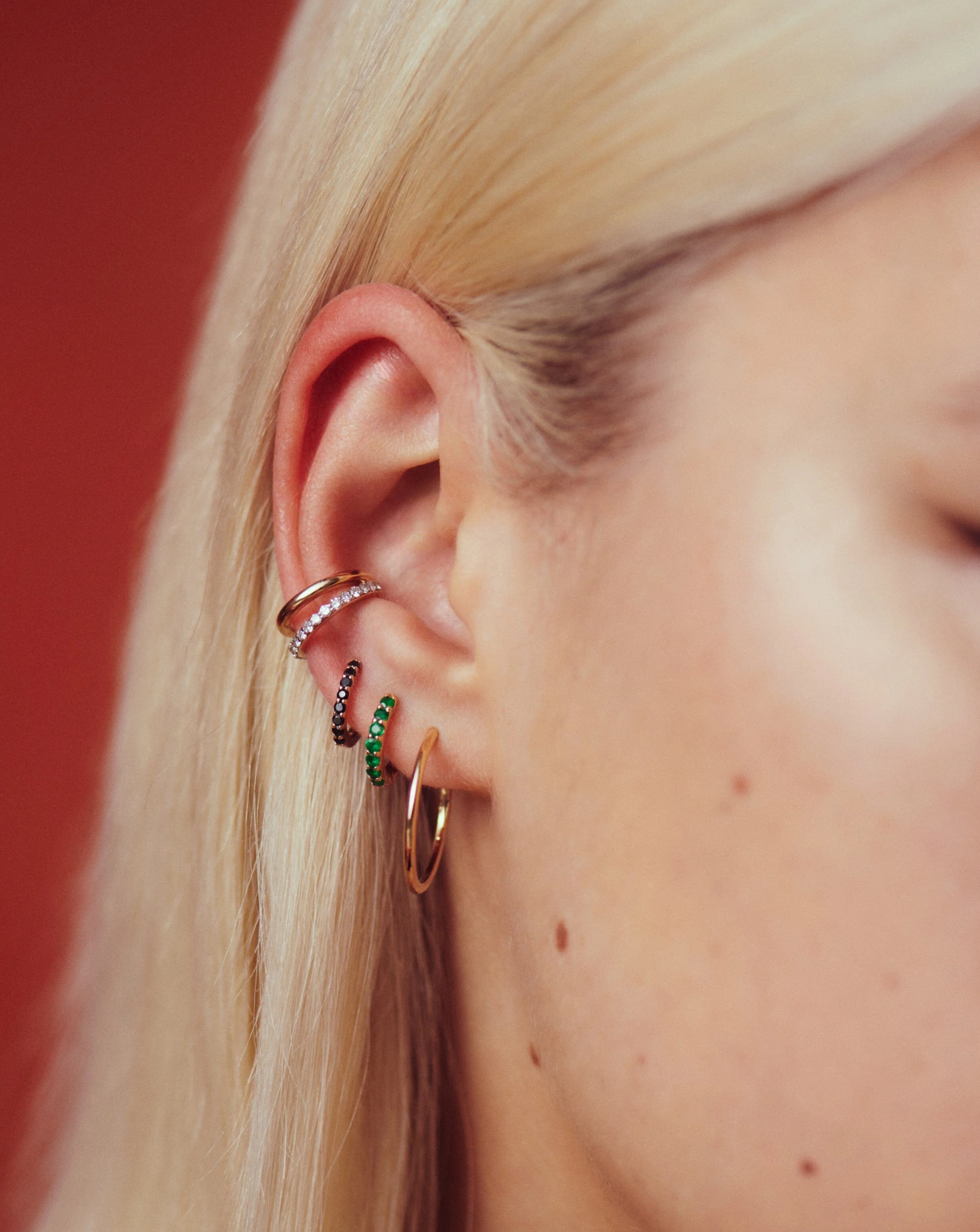 Solid Gold Diamond Double Ear Cuff - Image 2