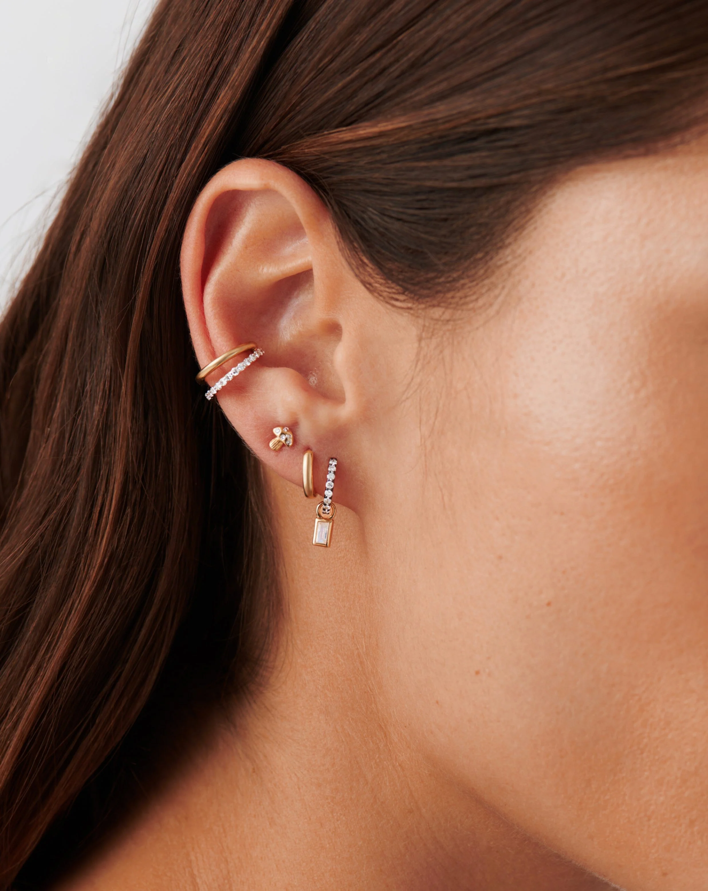 Solid Gold Diamond Double Ear Cuff - Image 3