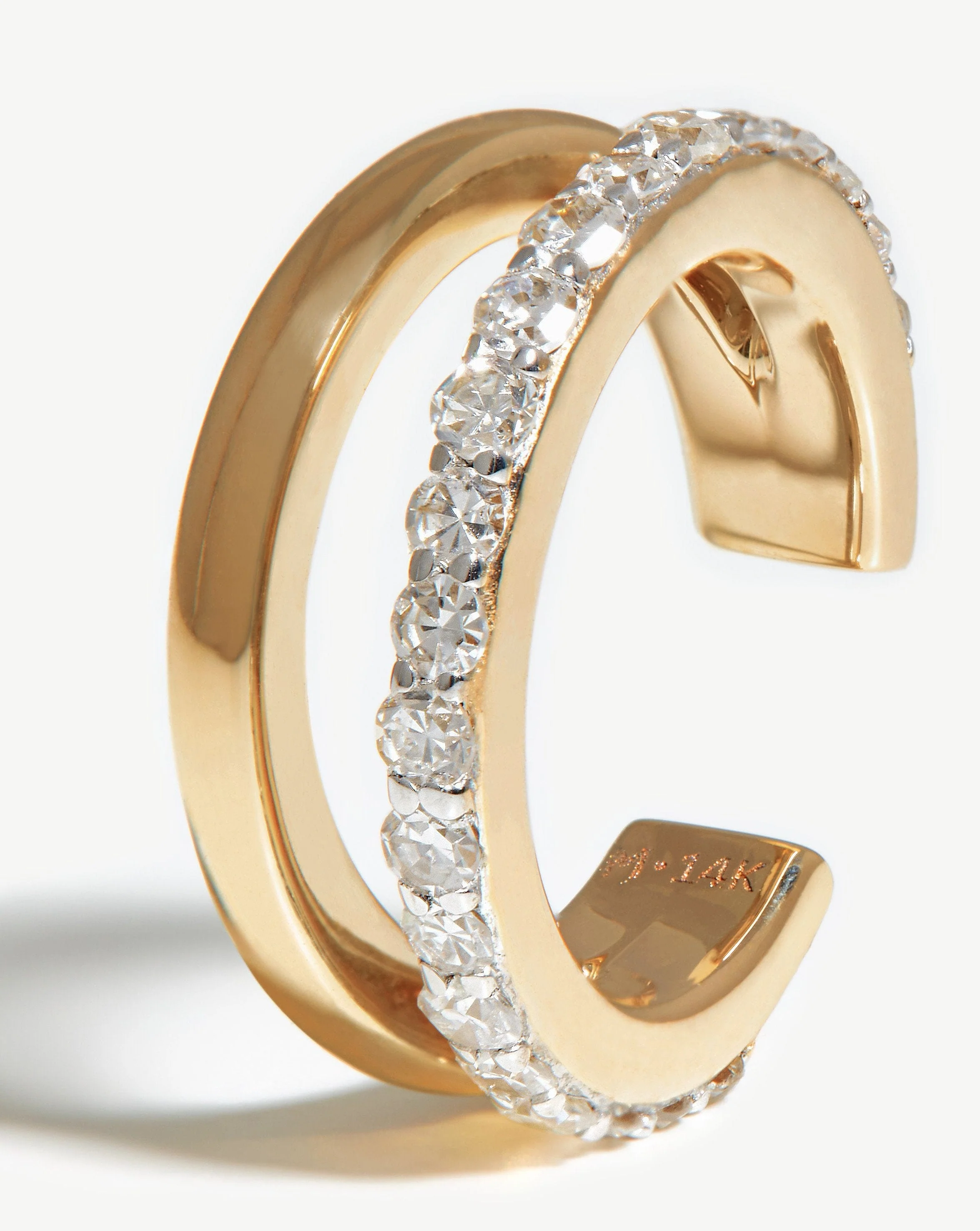 Solid Gold Diamond Double Ear Cuff - Image 4