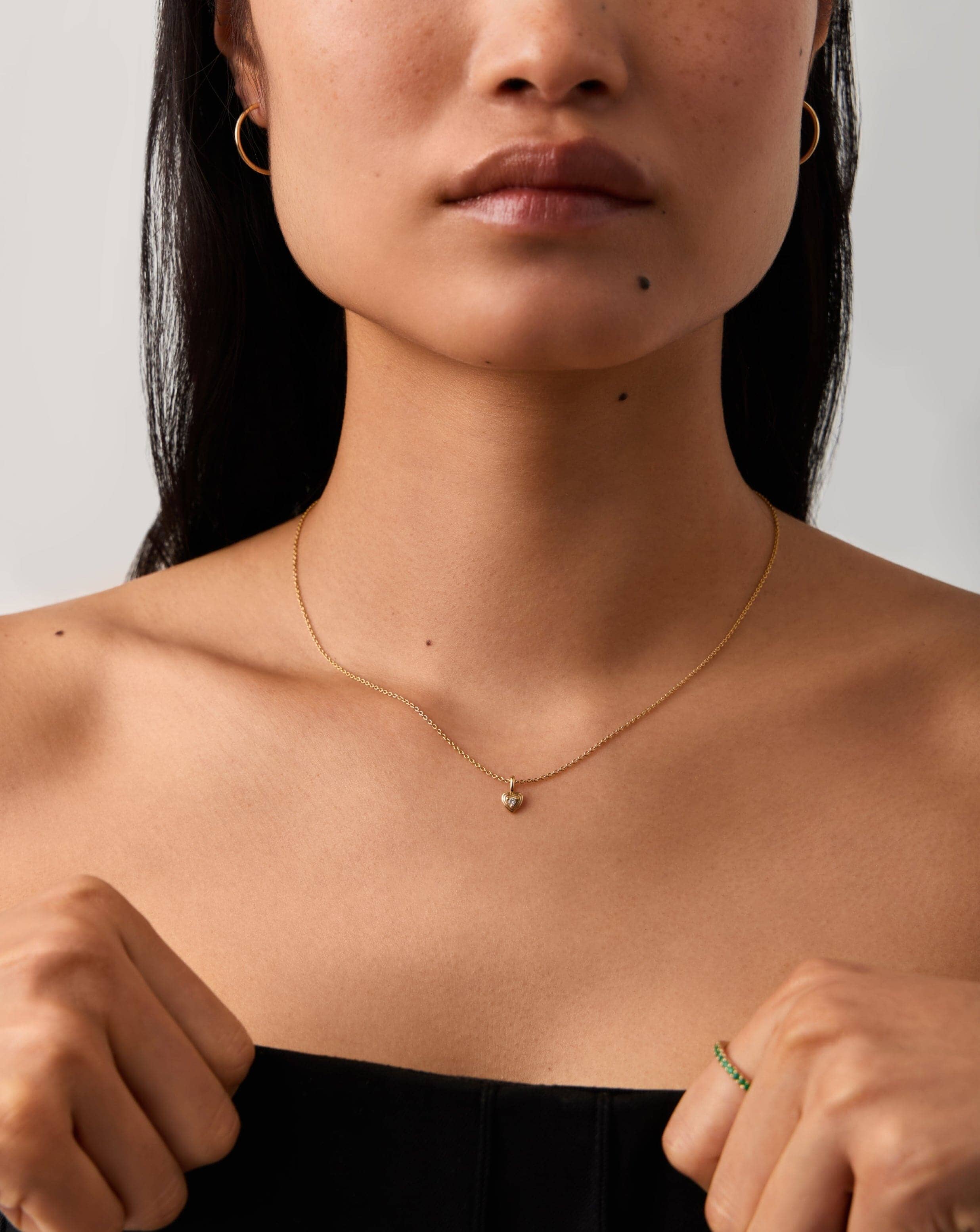 Solid Gold Diamond Heart Mini Pendant Necklace | 14k solid Gold/Diamond - Image 6