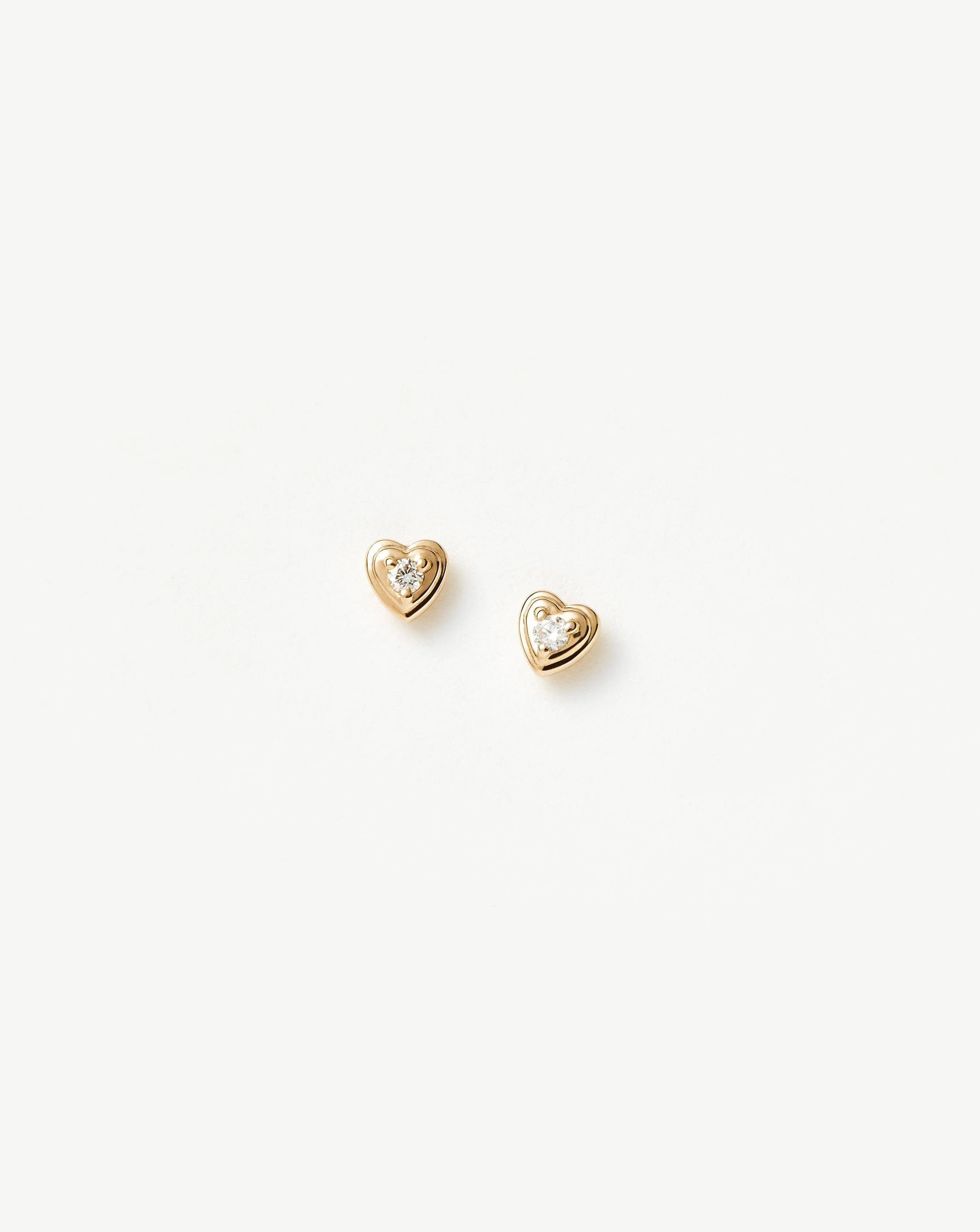 Solid Gold Diamond Heart Stud Earrings - Image 4