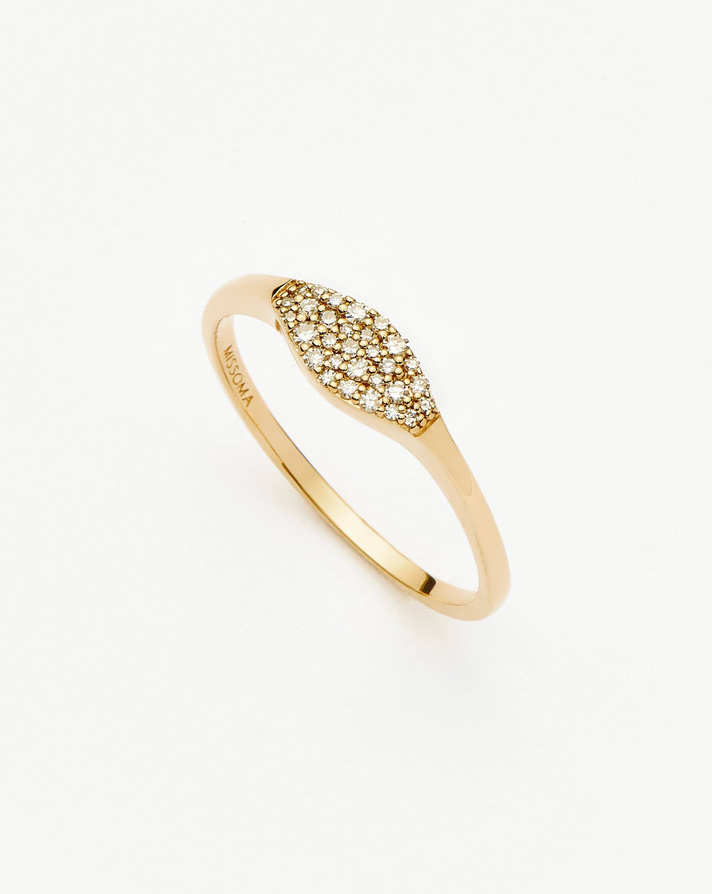 Solid Gold Diamond Signet Ring | 14k Solid Gold/Diamond