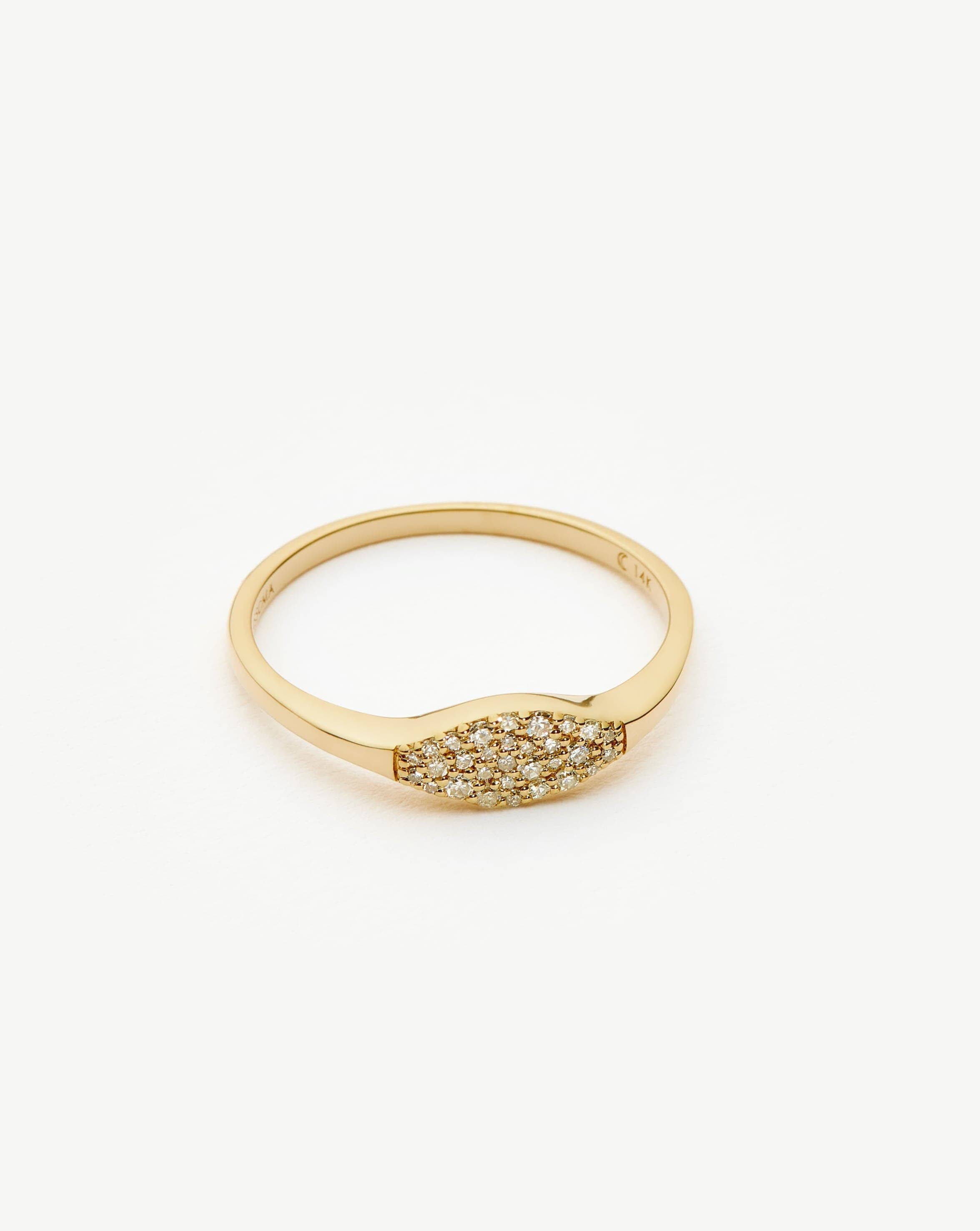 Solid Gold Diamond Signet Ring | 14k Solid Gold/Diamond - Image 4